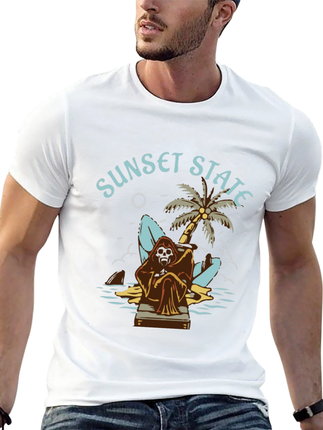 Sunset State Graphic Tee - Grim Reaper Beach Design