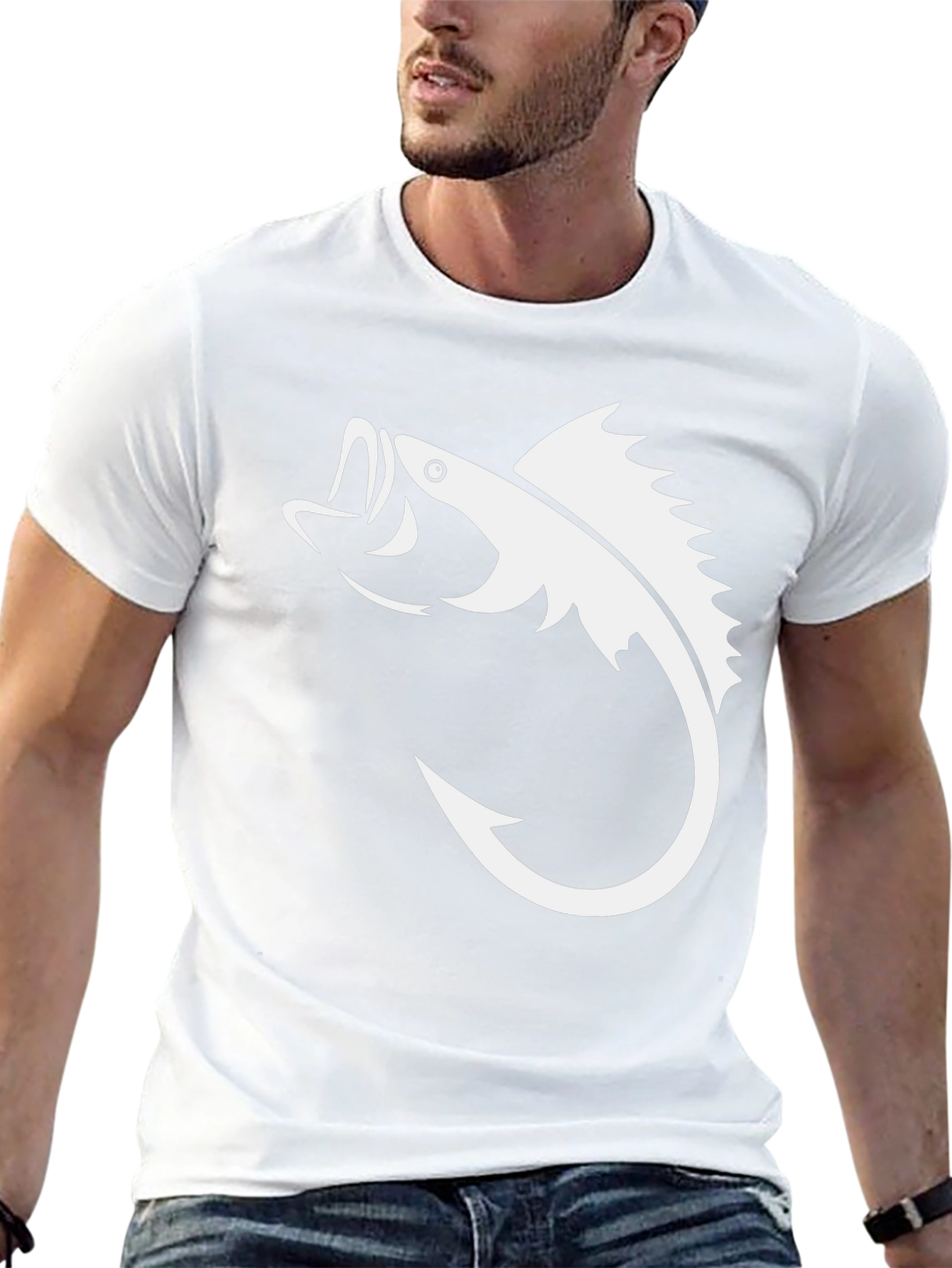Bass Fish Hook Graphic Tee - Black Cotton T-Shirt