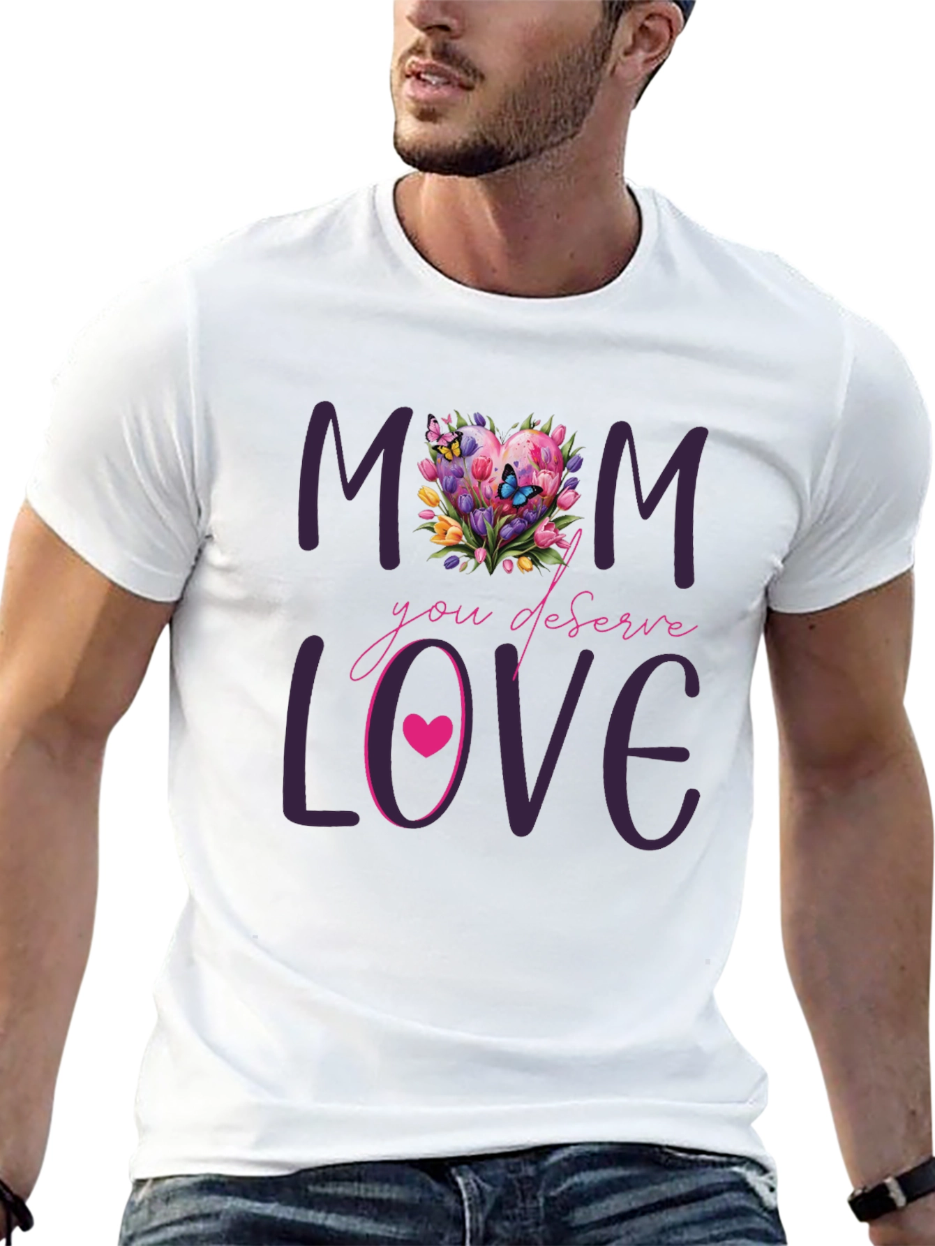 Mom Deserves Love Floral Heart T-Shirt