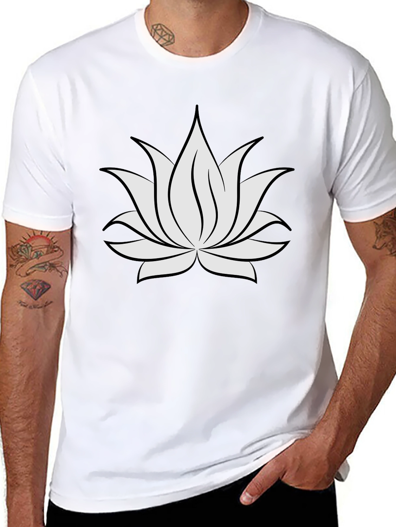 Lotus Flower Graphic Black Tee