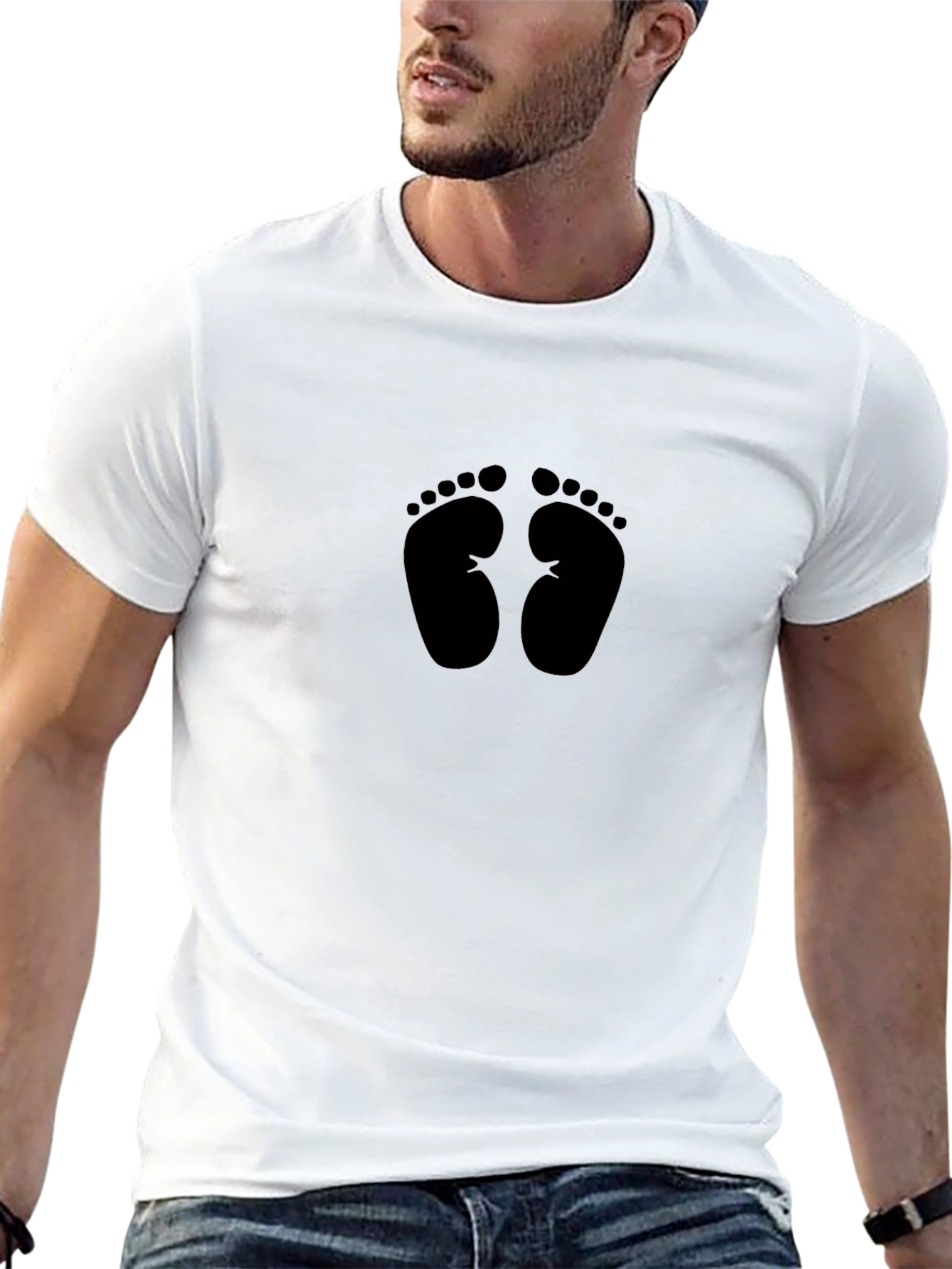 Black Footprints Graphic Tee - Soft Cotton Comfort
