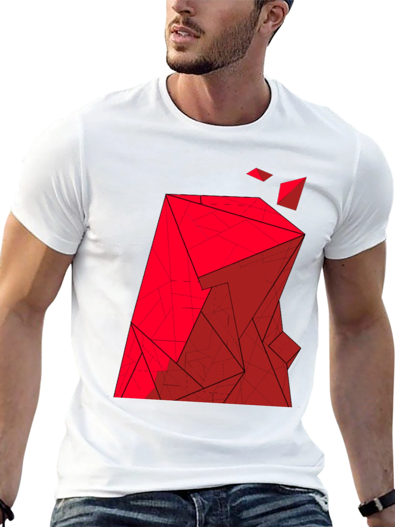 Abstract Geometric Red Graphic Tee