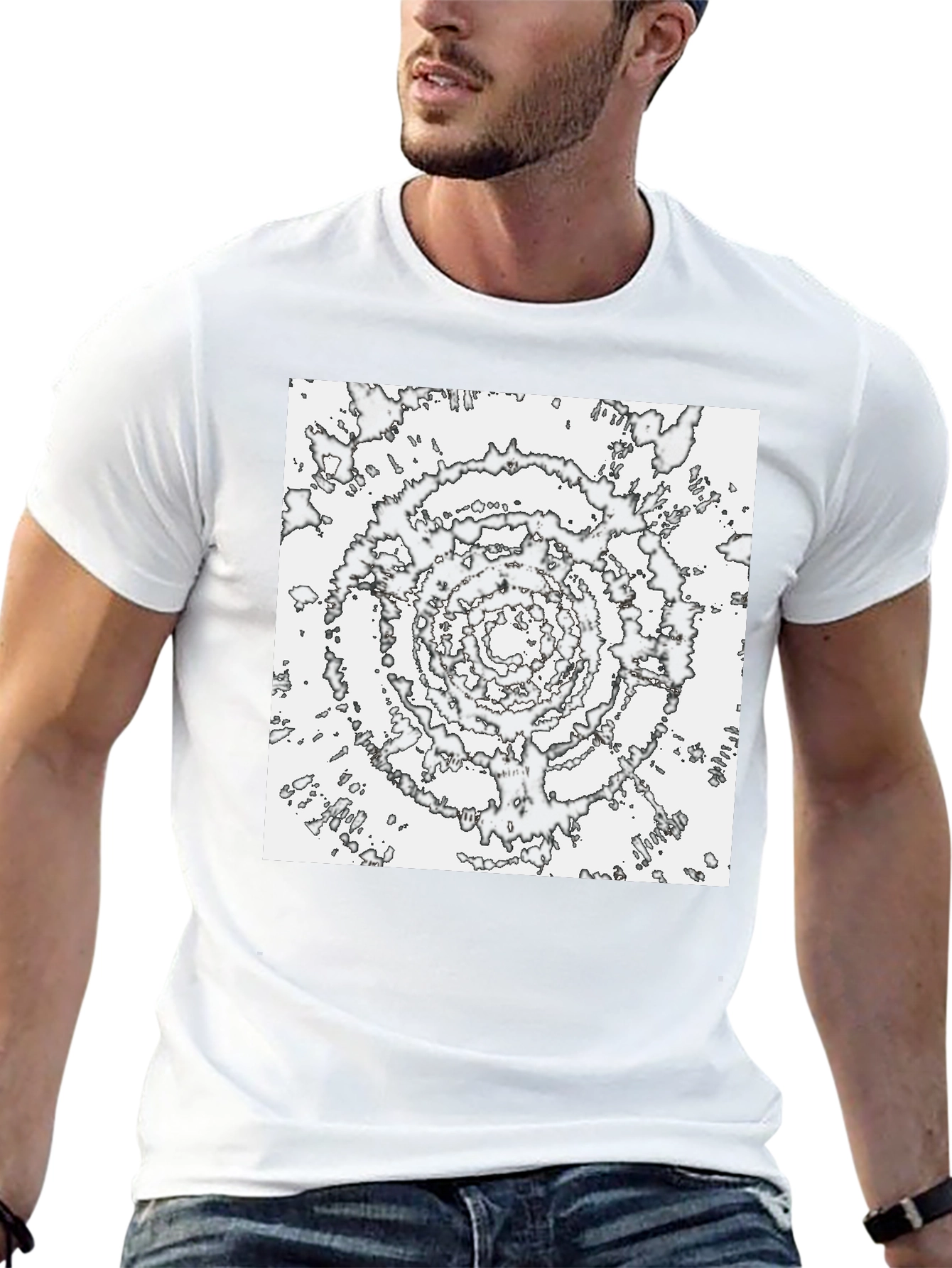 Abstract Vortex Tee - Black Cotton Comfort