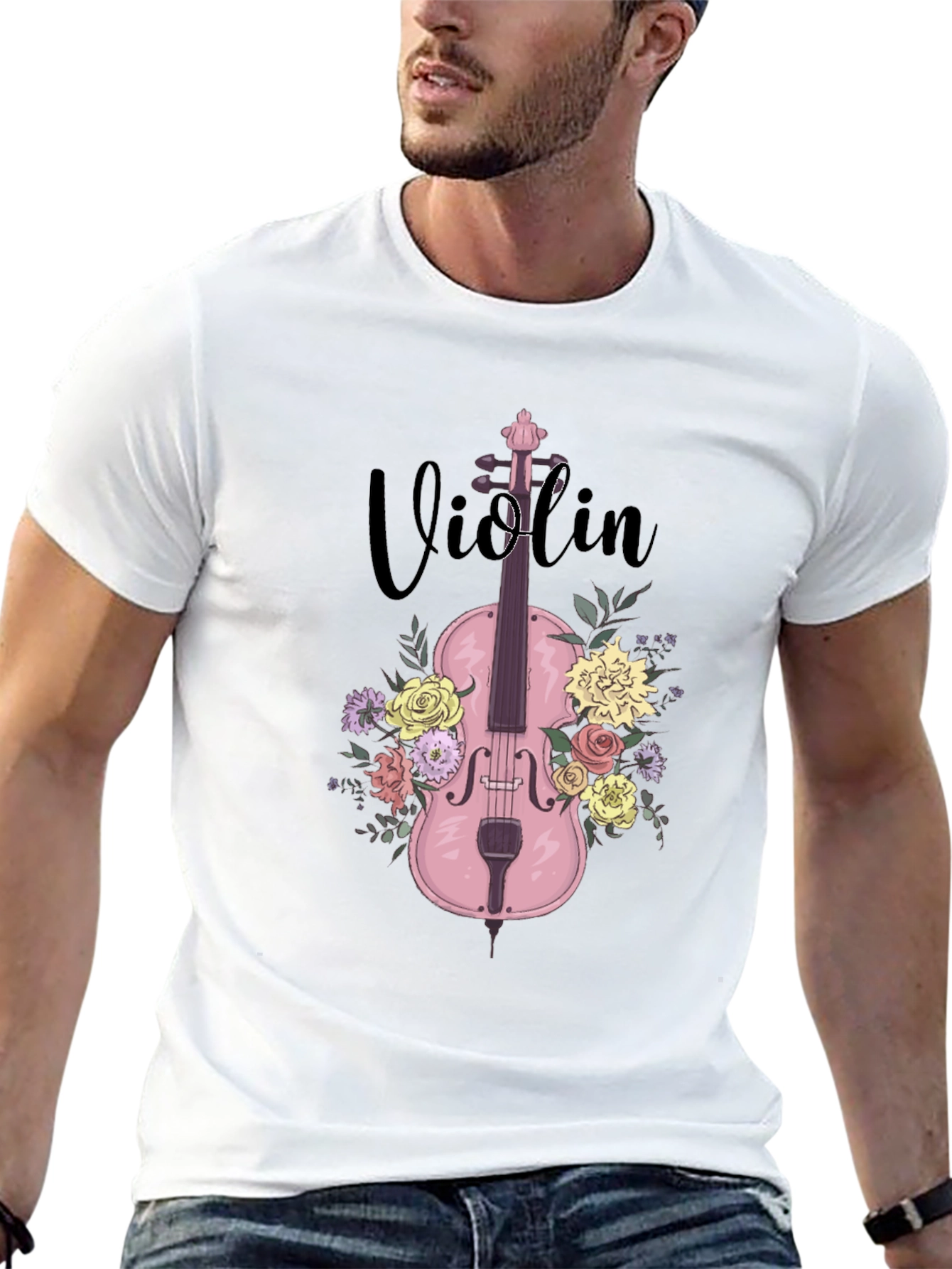 Floral Violin T-Shirt - Music Lover Tee