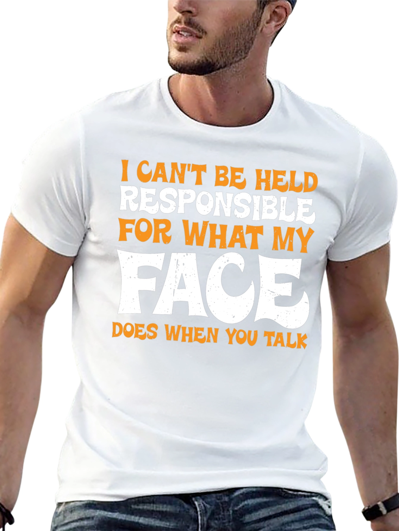 Funny Face Graphic Mens T-Shirt - Black