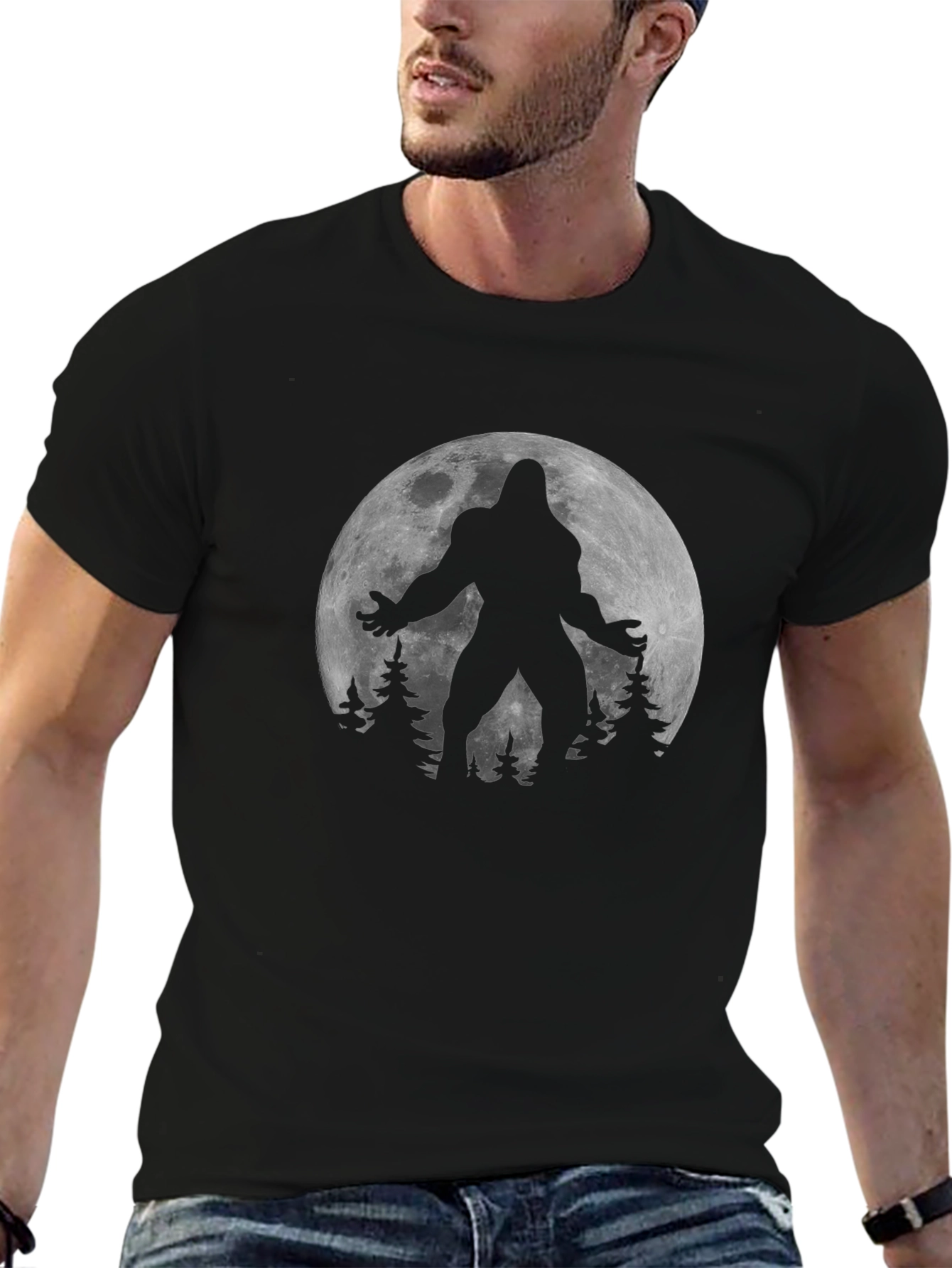 Bigfoot Moon T-Shirt - Cryptid Design