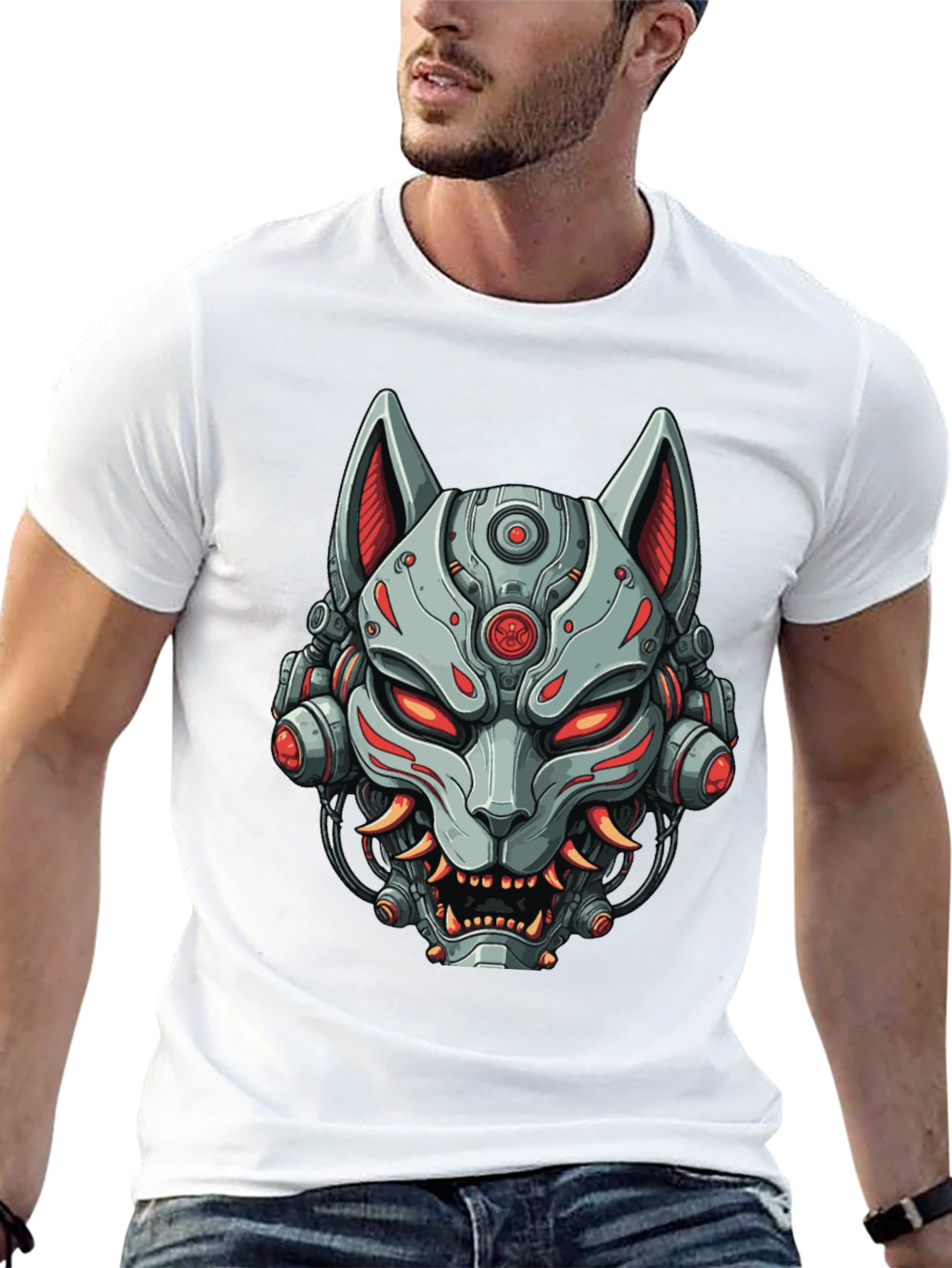 Cyberpunk Fox T-Shirt - Robotic Kitsune Graphic Tee
