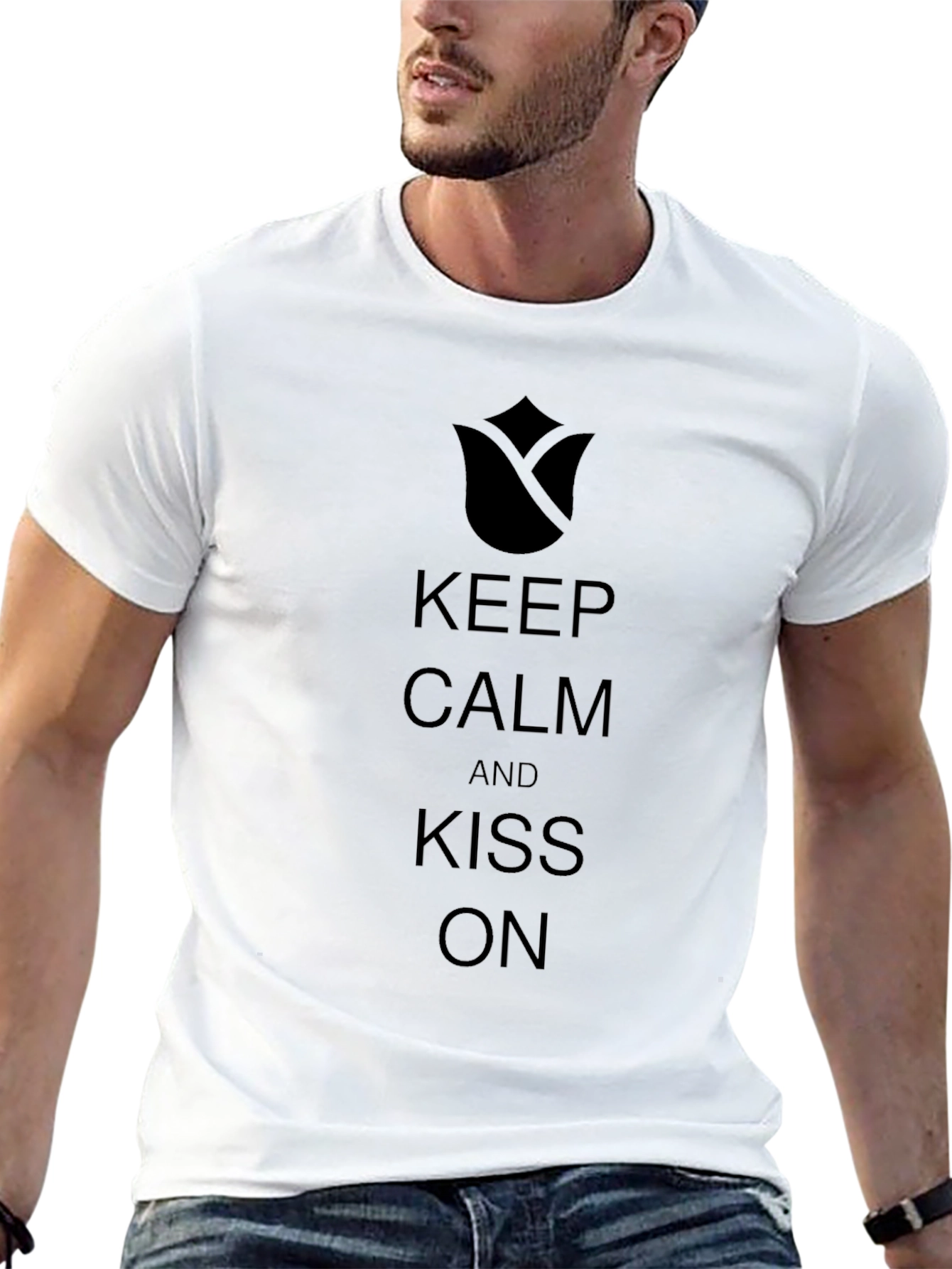 Keep Calm & Kiss On Black T-Shirt