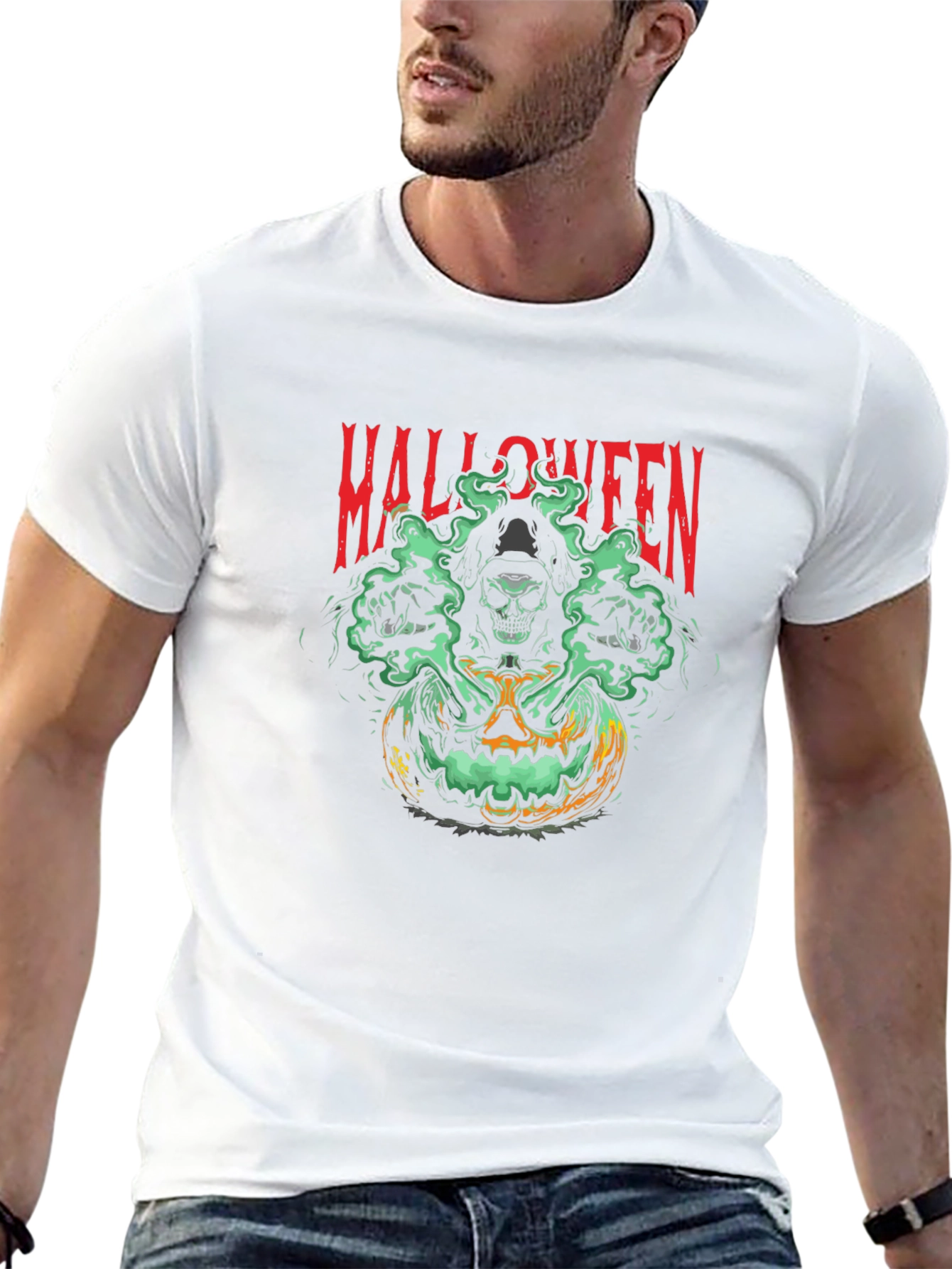 Halloween Skull Pumpkin Graphic Tee