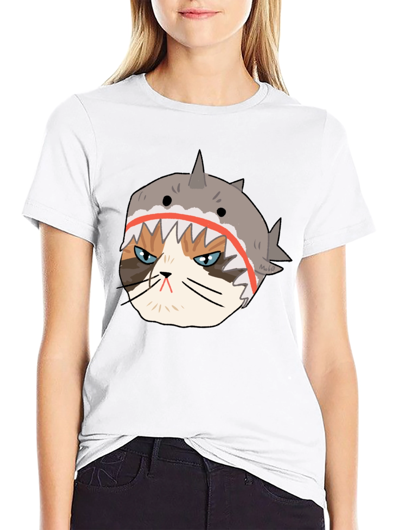 Grumpy Shark Cat Graphic Tee