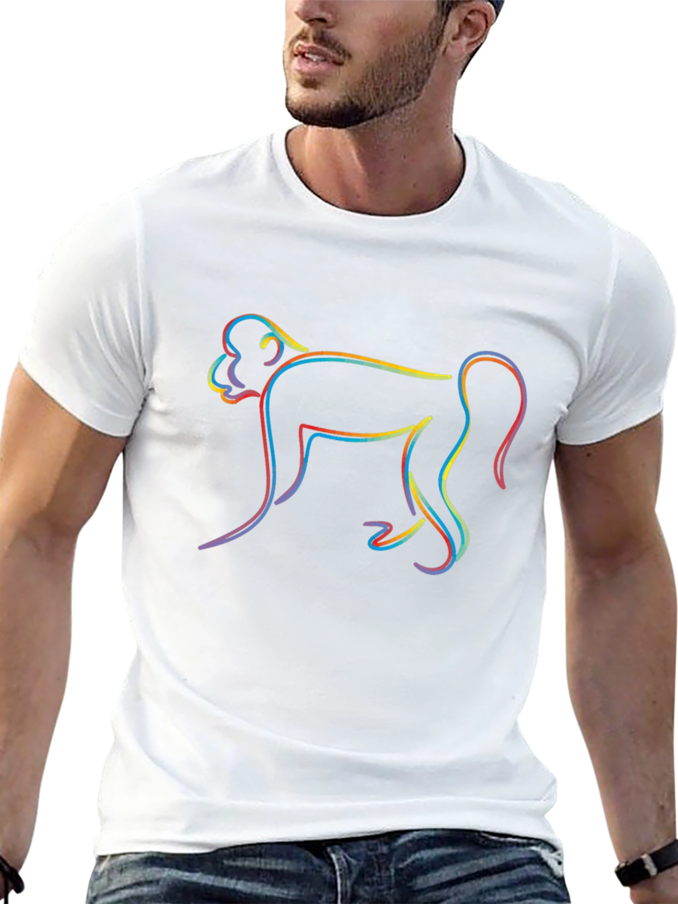 Rainbow Monkey Graphic Black T-Shirt