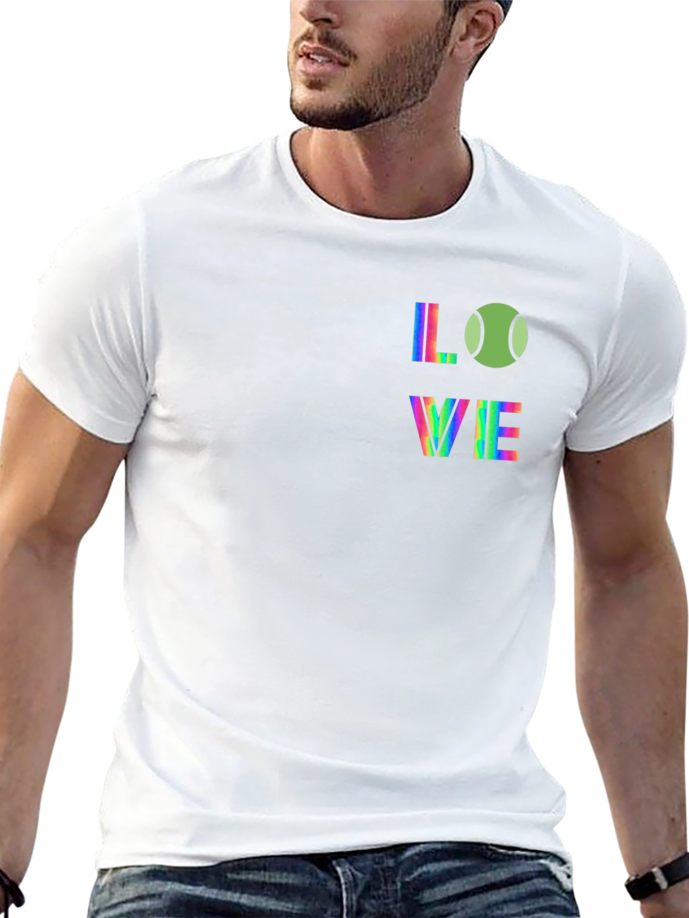 Love Tennis Graphic Tee - Rainbow Design