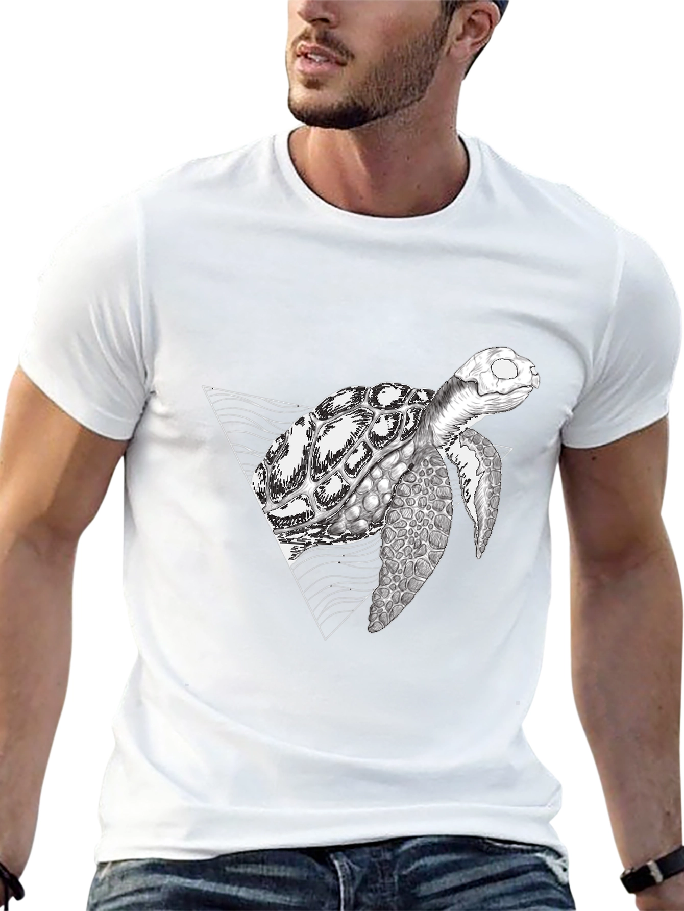 Geometric Turtle Black T-Shirt