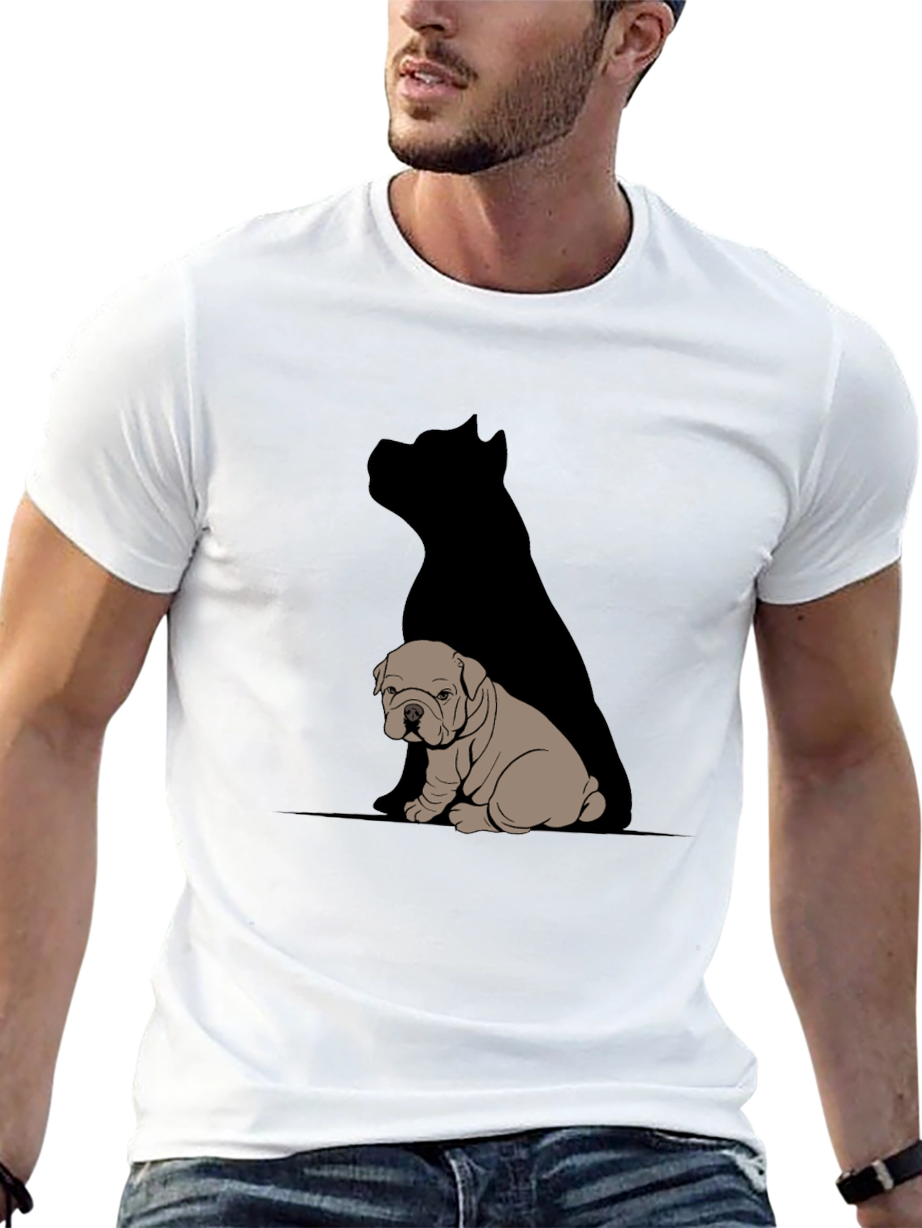 Bulldog & Shadow Graphic T-Shirt - Modern Casual Tee