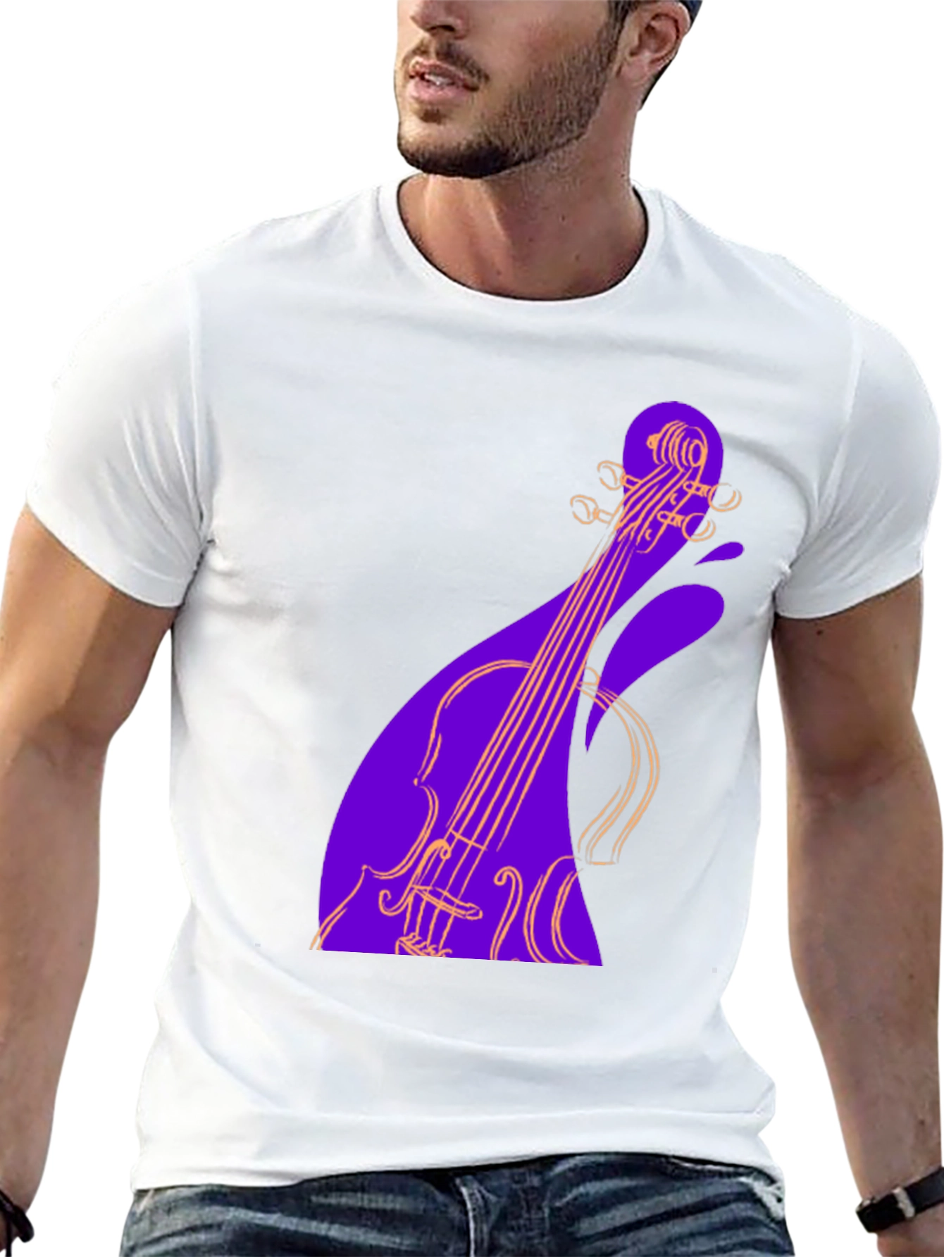 Abstract Violin Graphic Tee - Black