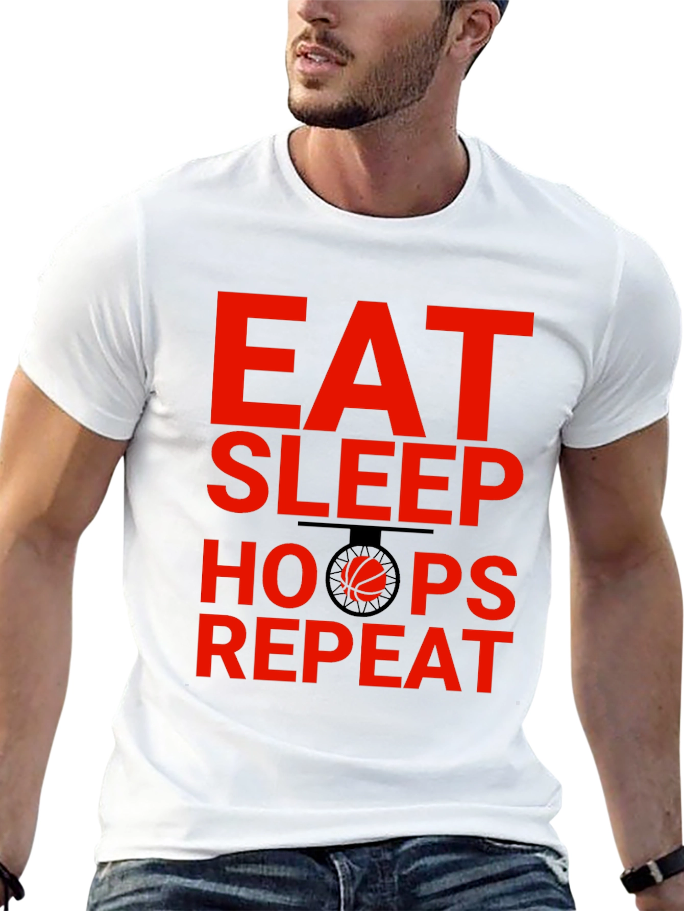 Eat Sleep Hoops Repeat Basketball Graphic Tee