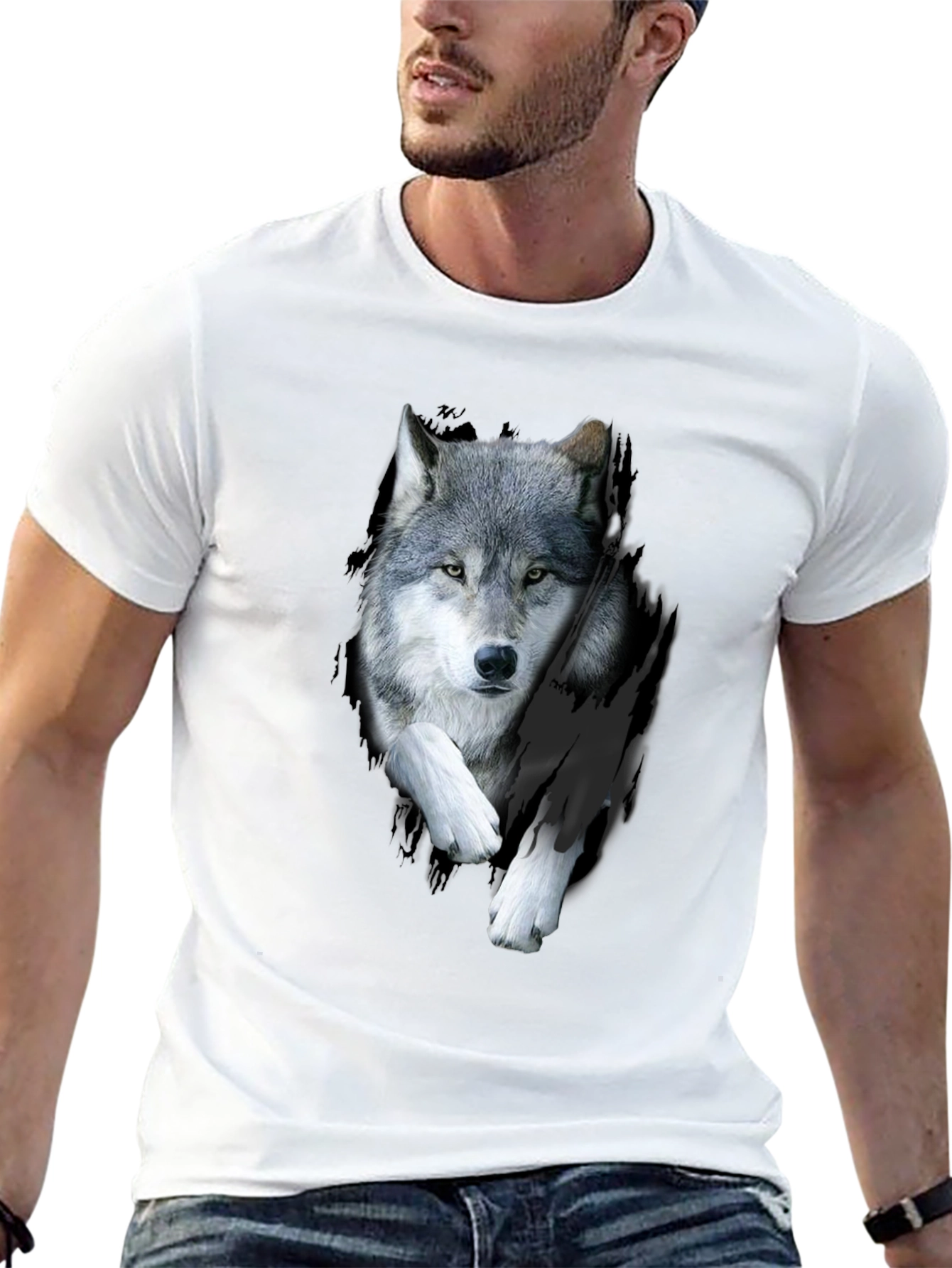 Wolf Graphic Print Black T-Shirt