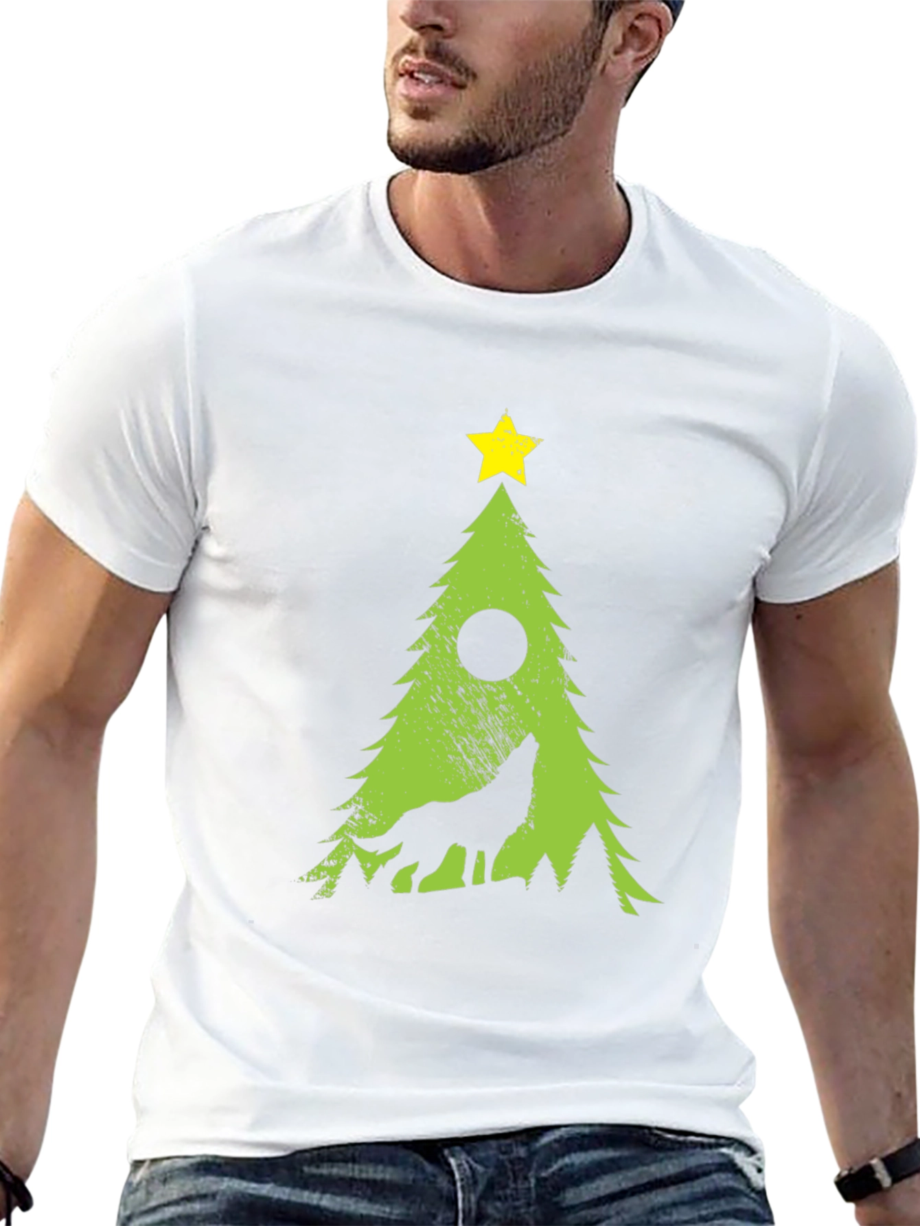Wolf Christmas Tree Graphic Tee