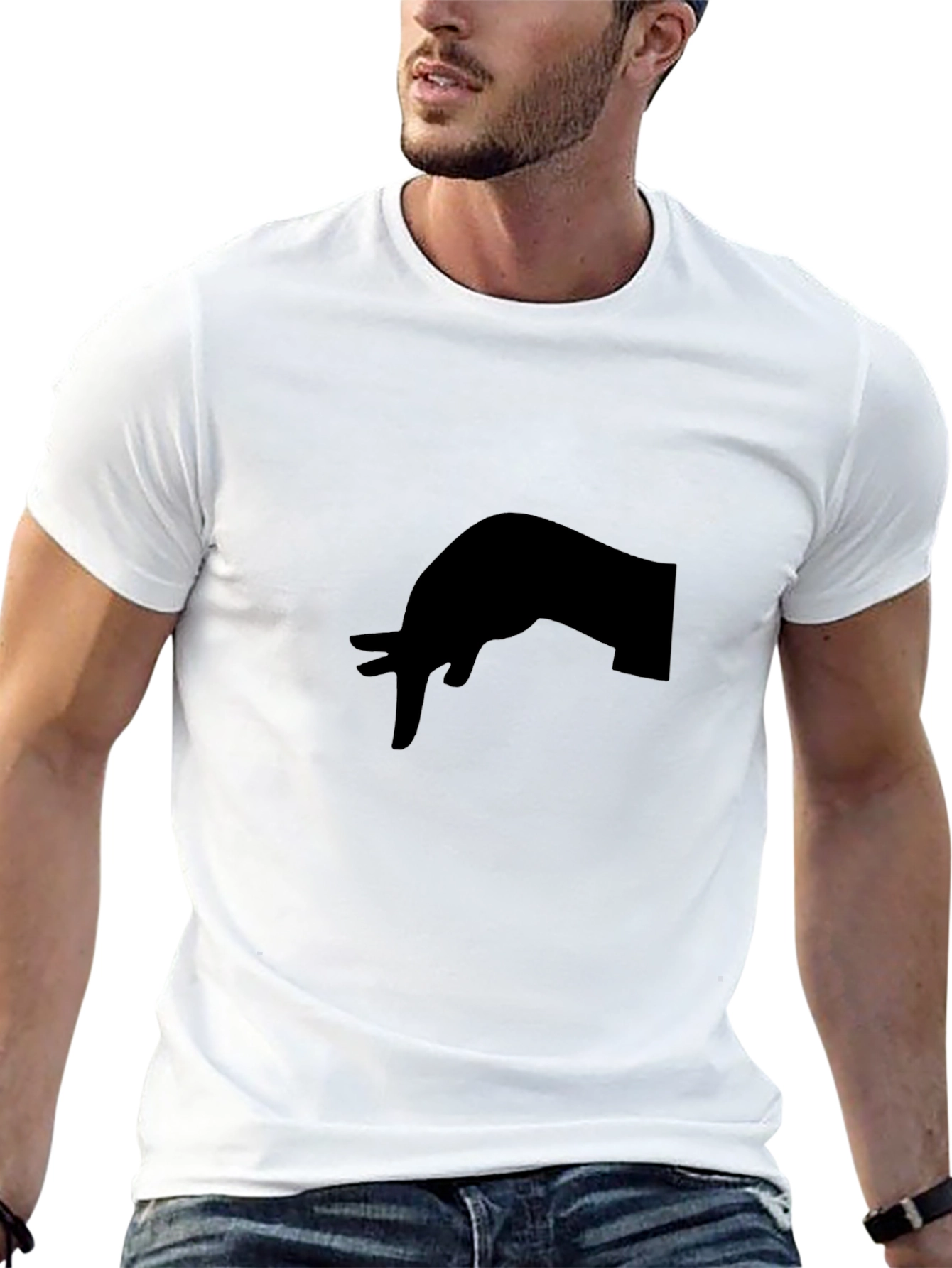 Stylish Black T-Shirt with Hand Gesture Design