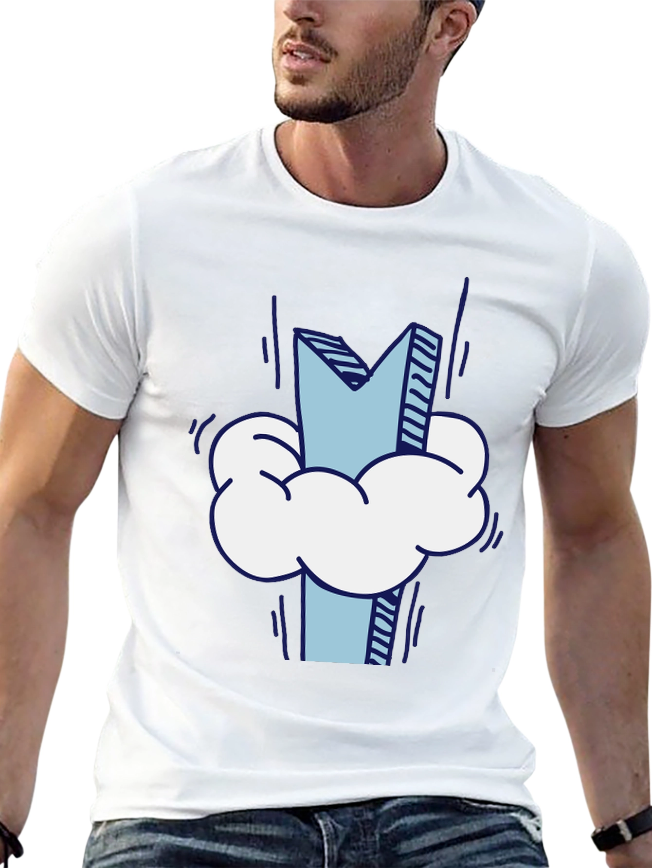 Cloud Letter Tee - Stylish Graphic Print T-Shirt