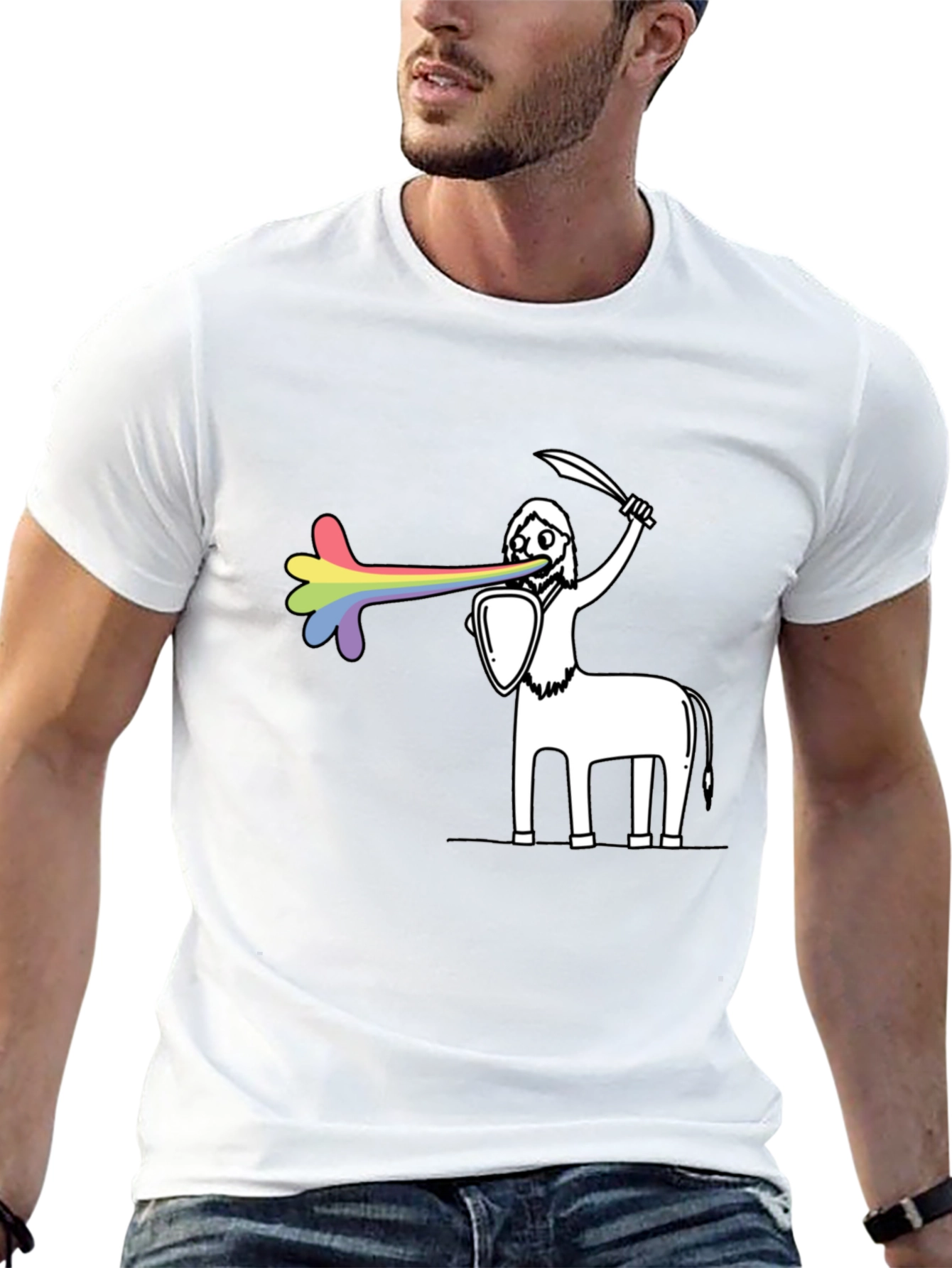 Rainbow Centaur Warrior Graphic Tee