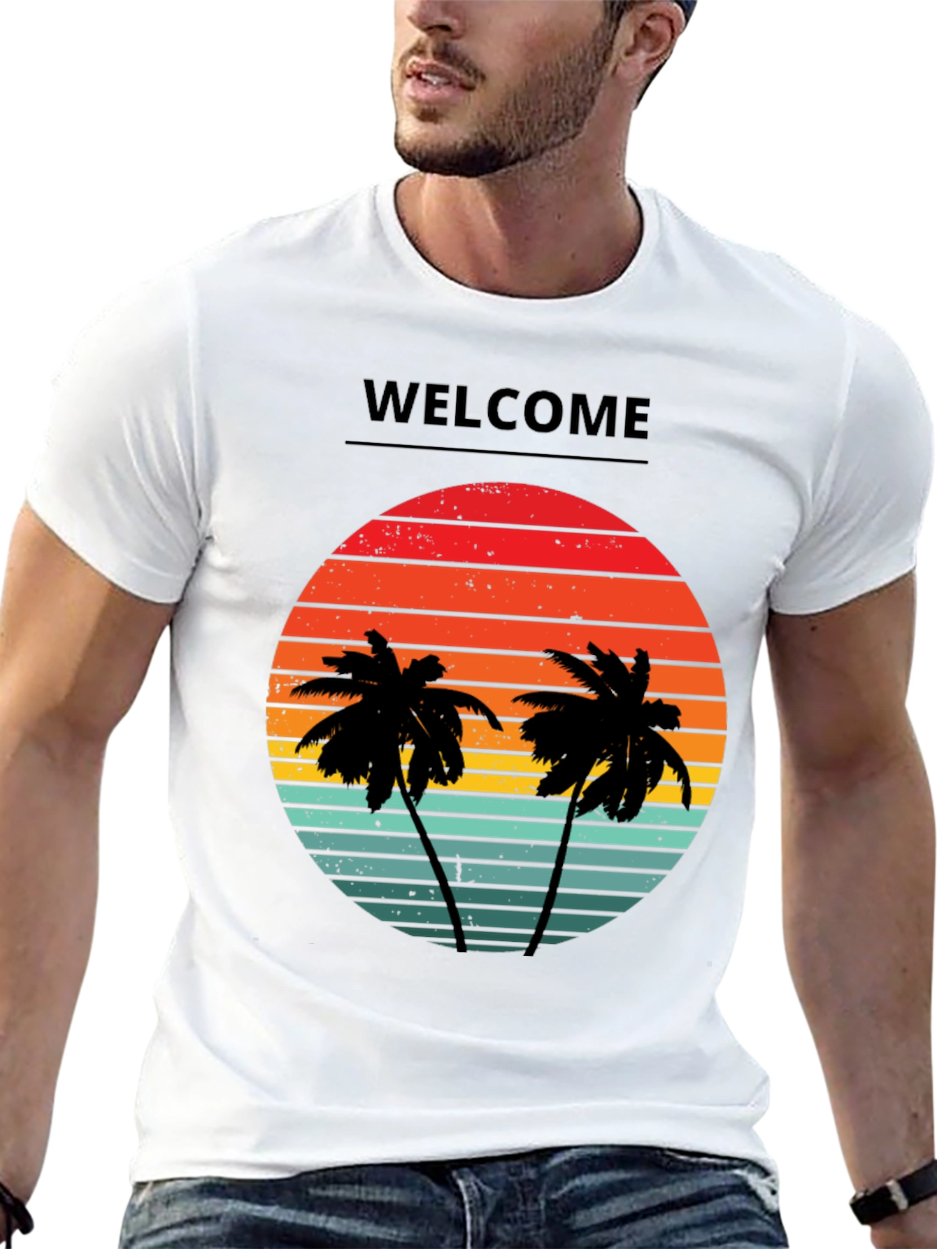 Welcome Palm Tree Sunset Graphic Tee
