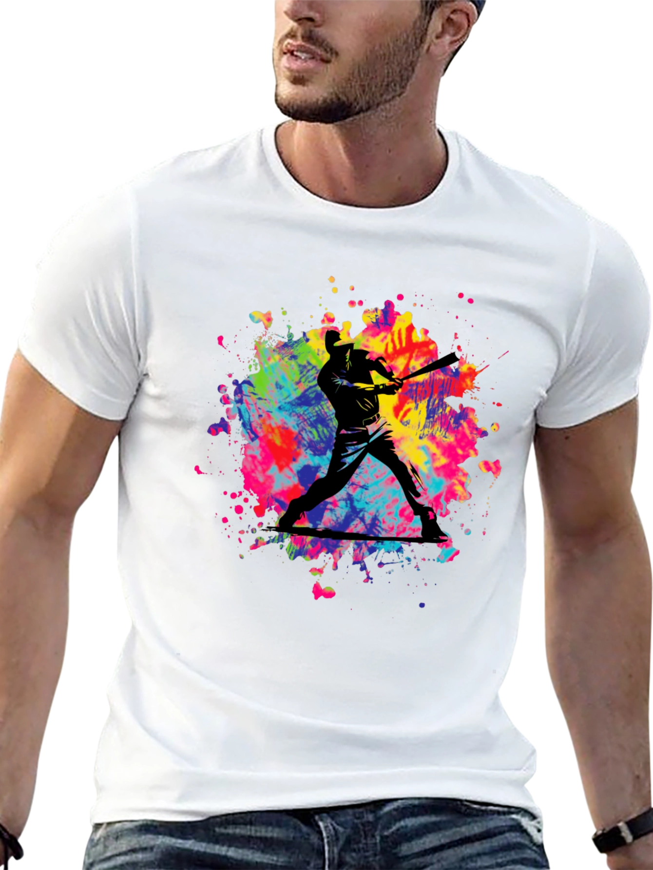 Colorful Baseball Player T-Shirt