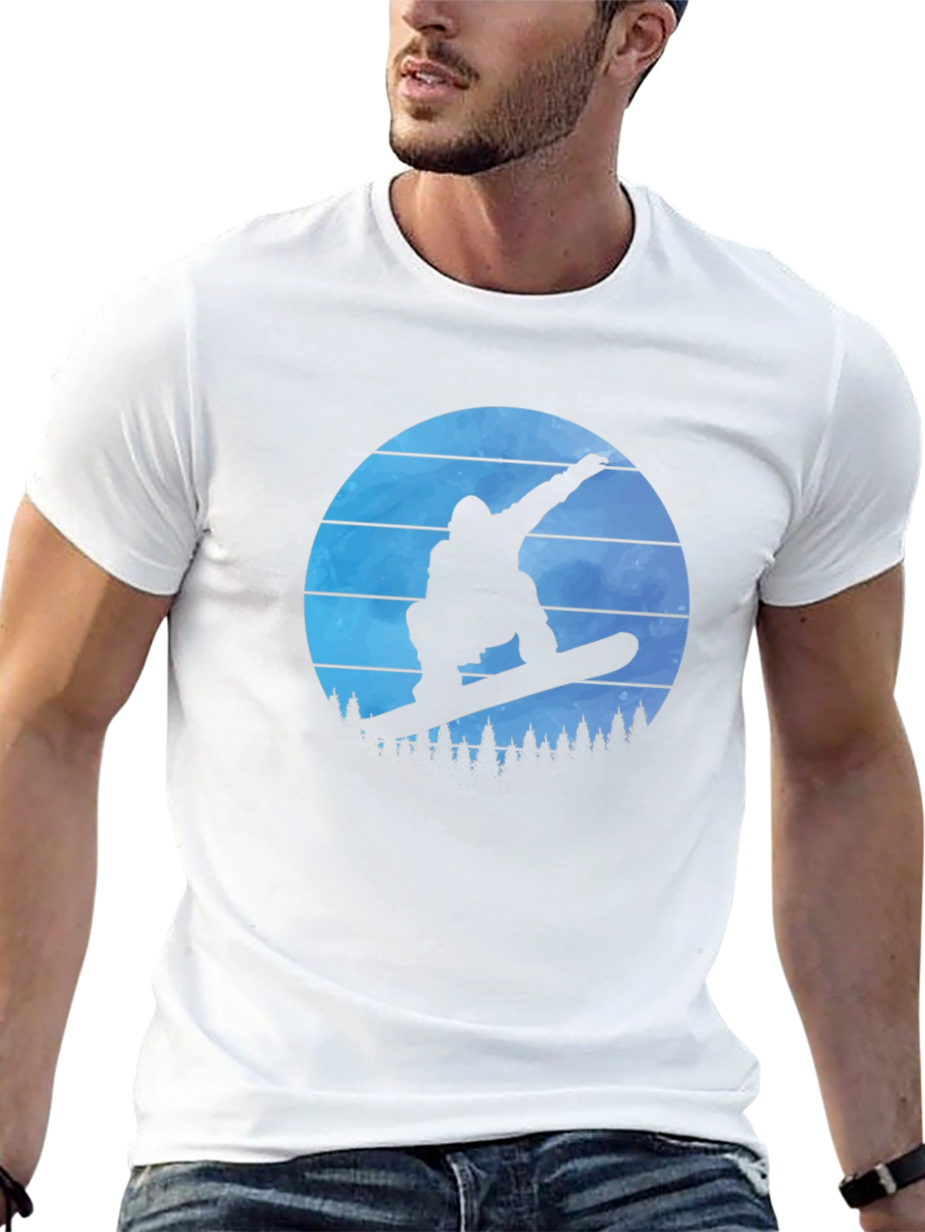 Snowboarder Silhouette Graphic Tee - Black T-Shirt