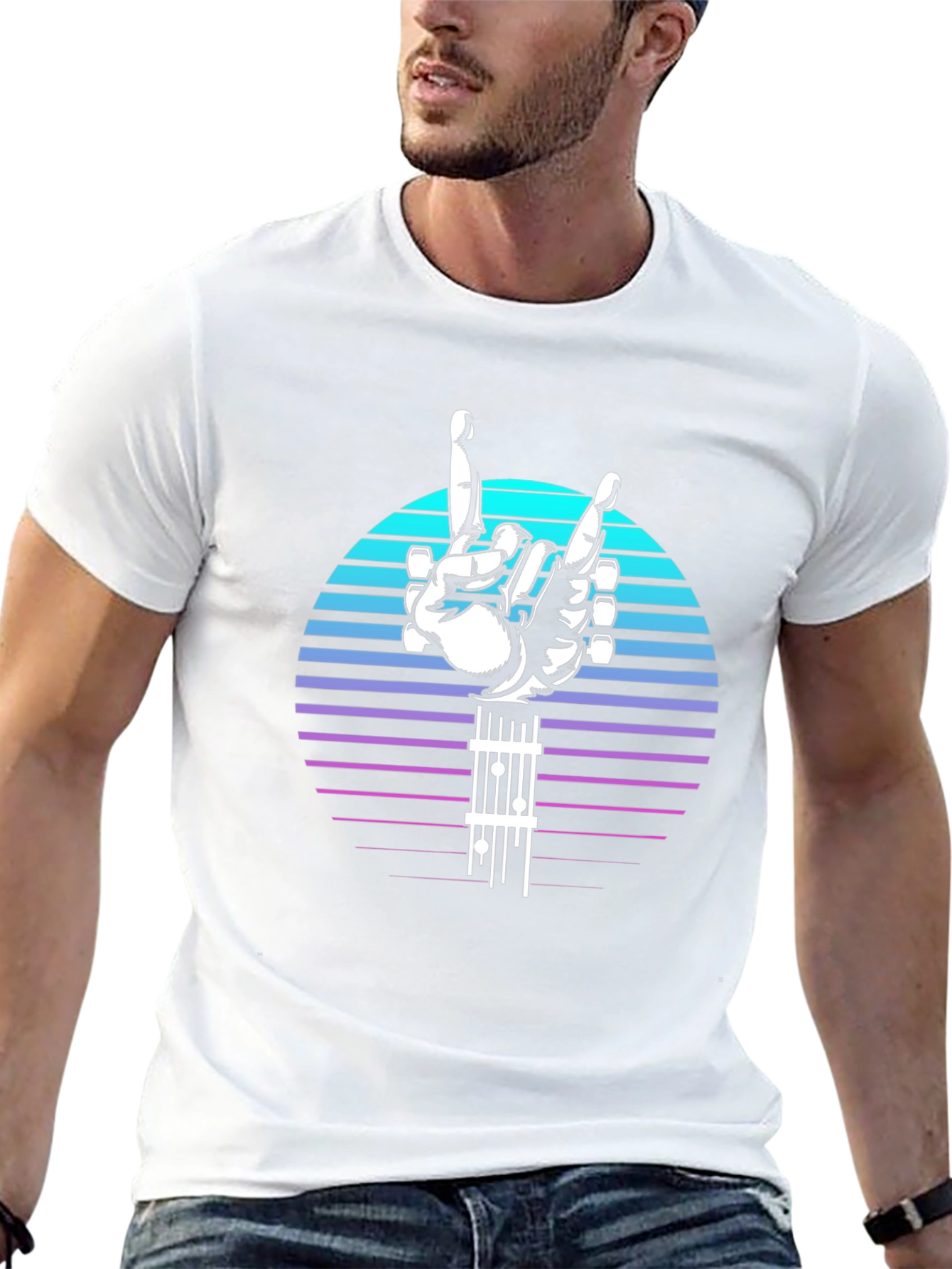 Retro Rock Hand Guitar T-Shirt