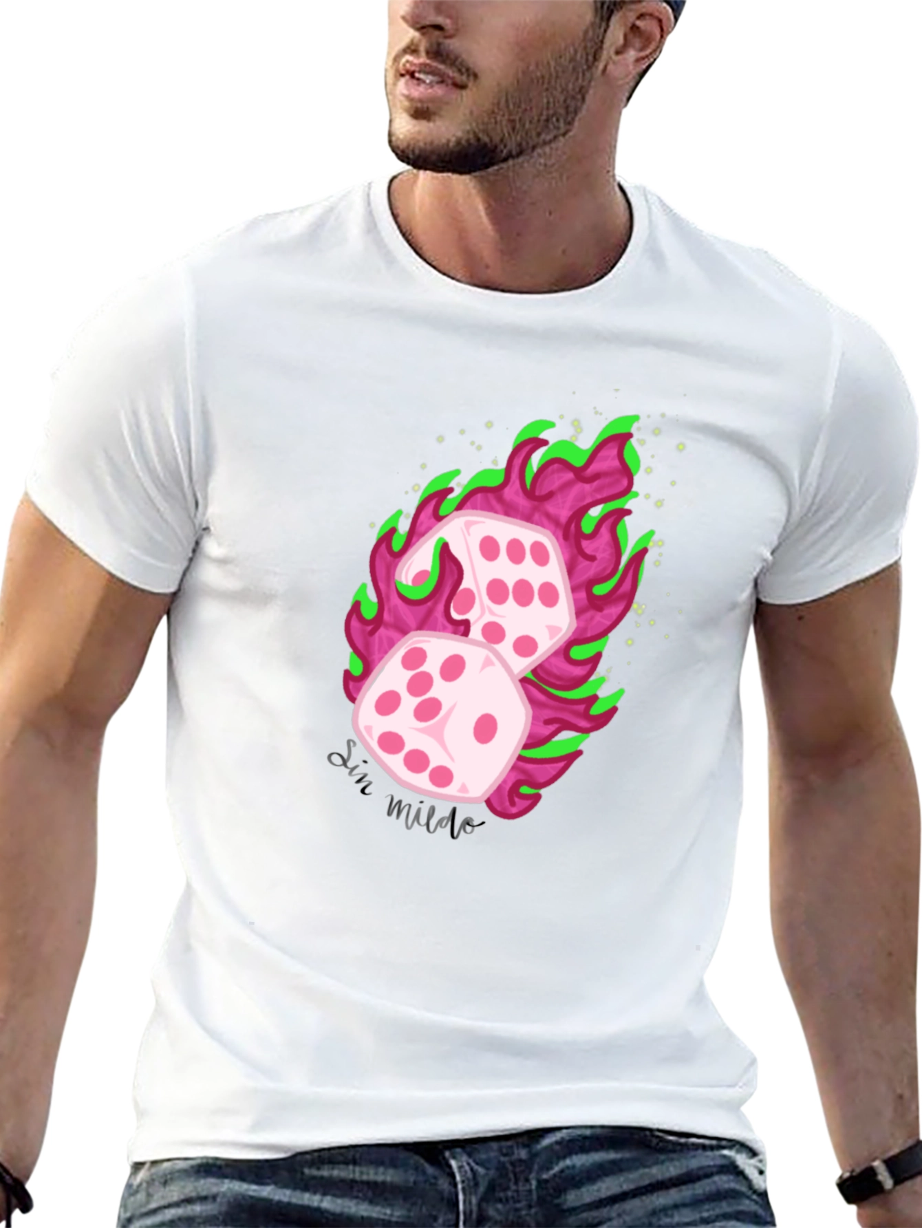 Flaming Dice Graphic Tee - Luck Be a Lady!