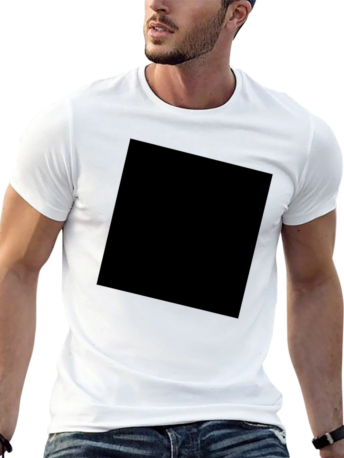 Mens Solid Black Crew Neck T-Shirt Casual Wear