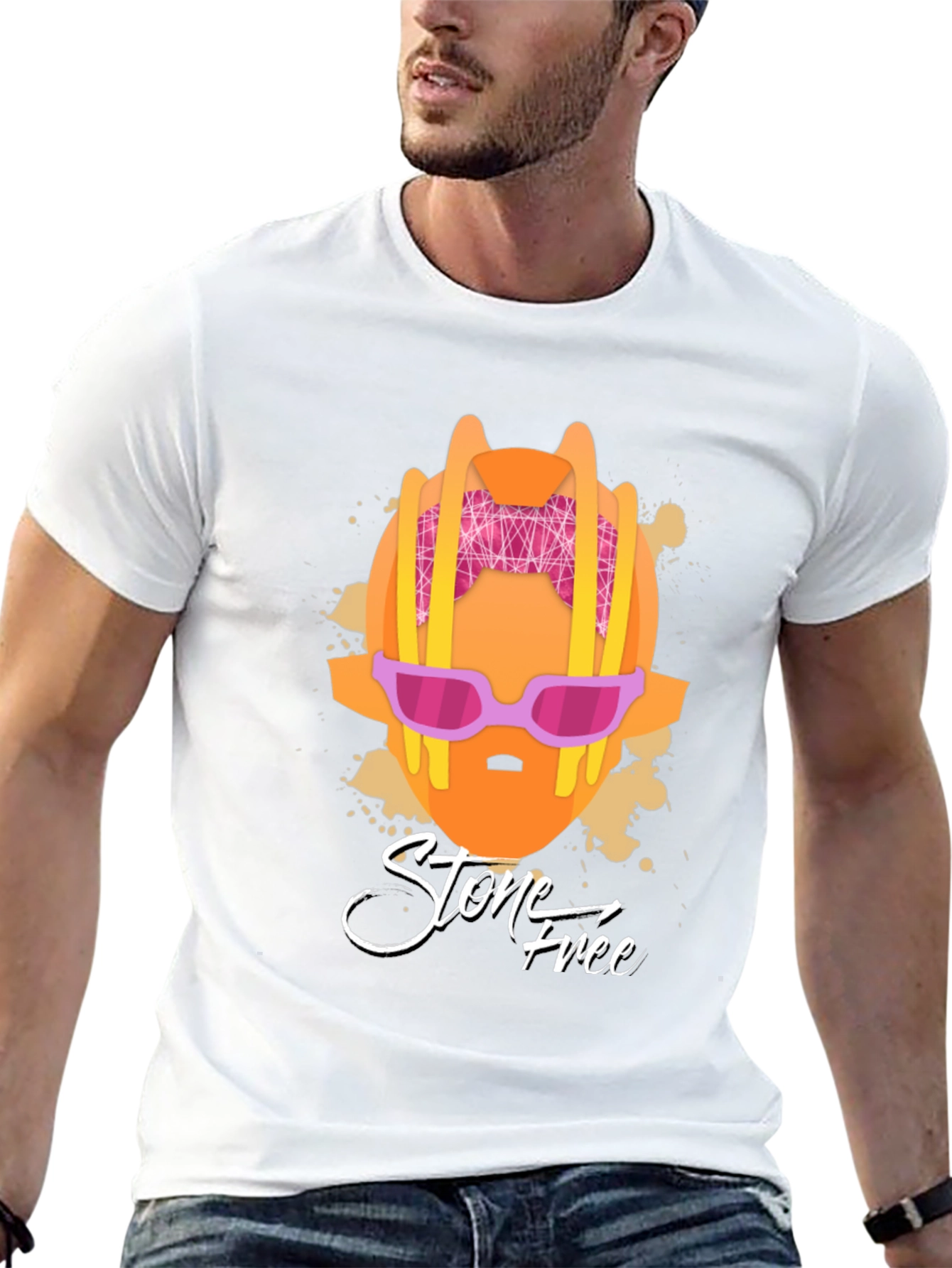 Stone Free Graphic T-Shirt - Black Cotton Tee