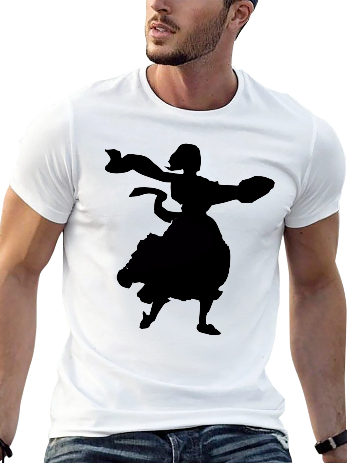 Black Graphic Tee - Dancing Silhouette Print