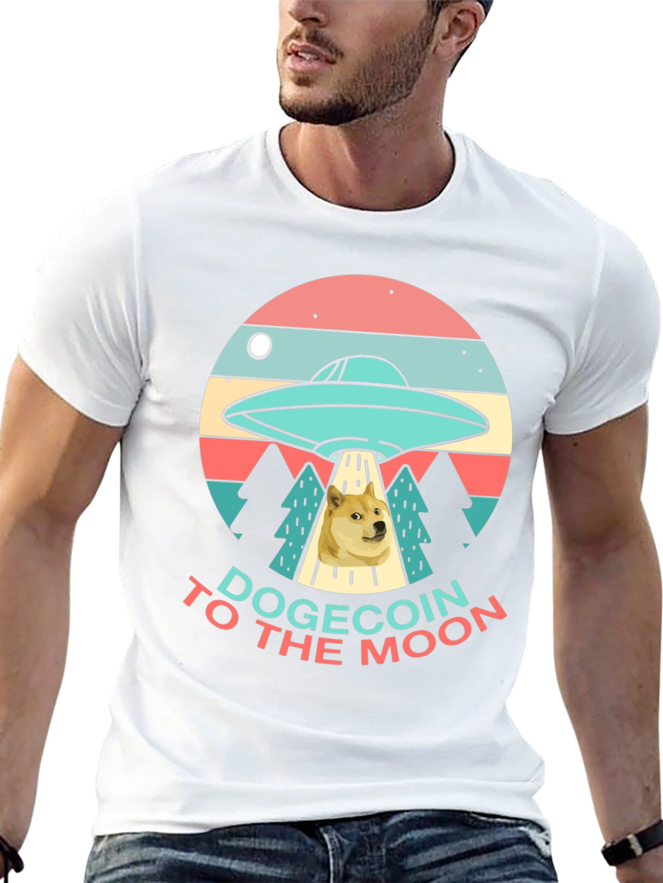 Dogecoin to the Moon T-Shirt - UFO Graphic Tee