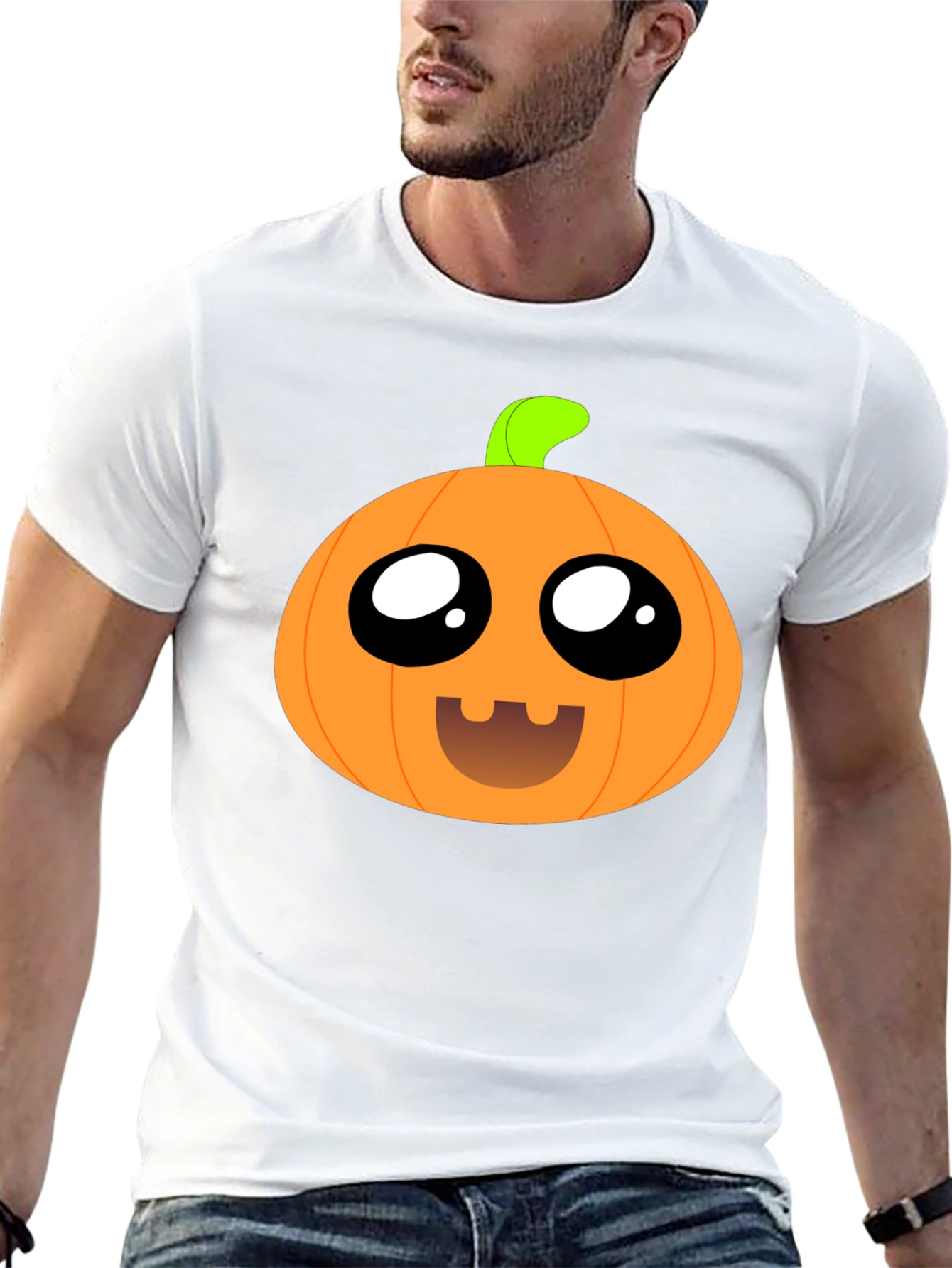 Cute Pumpkin Face Black T-Shirt