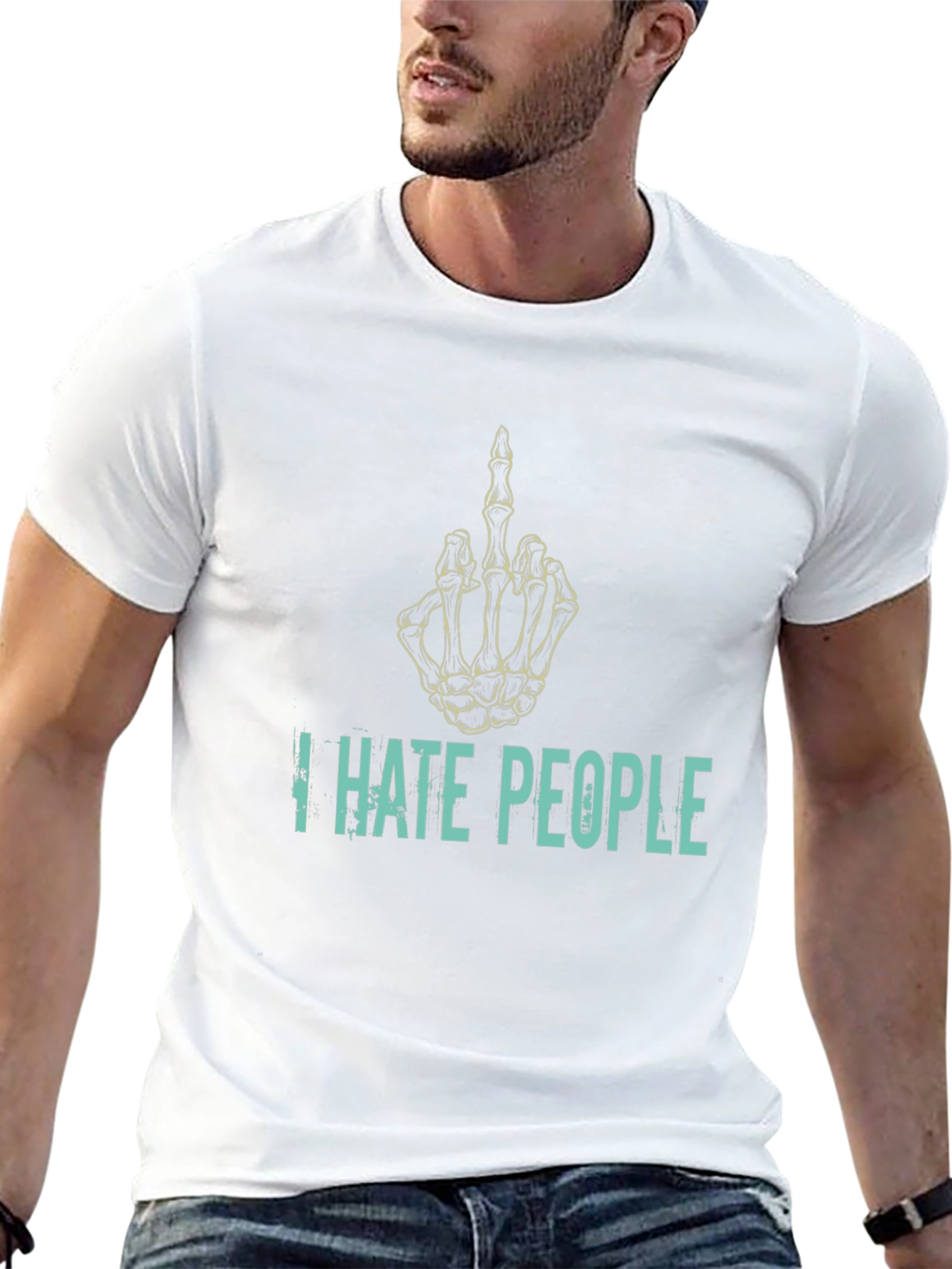 I Hate People Skeleton Hand T-Shirt