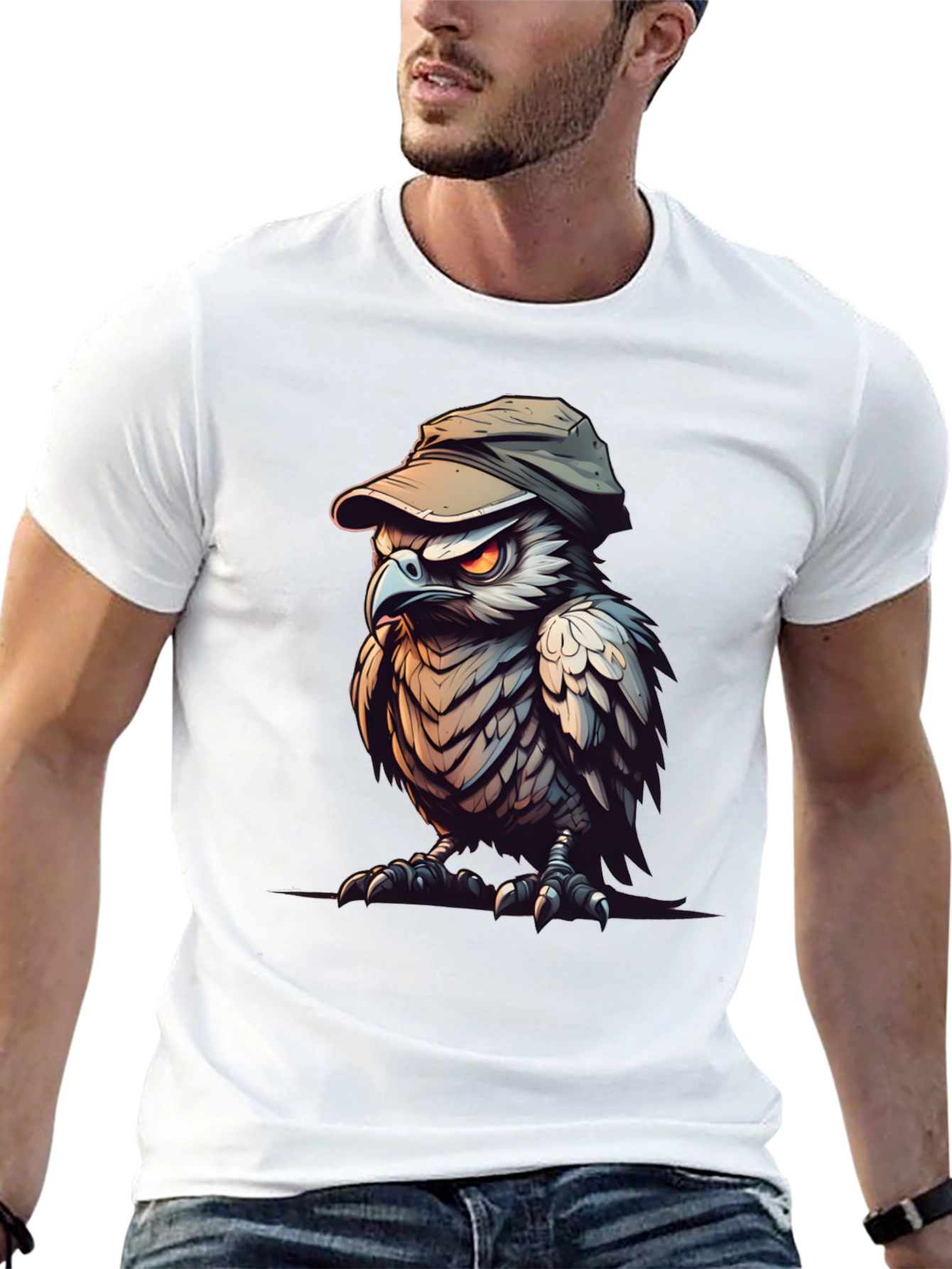 Cool Owl Graphic Tee - Black Cotton Blend