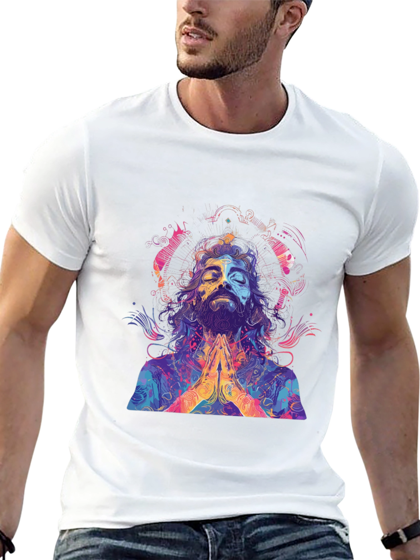 Psychedelic Meditating Man Graphic Tee