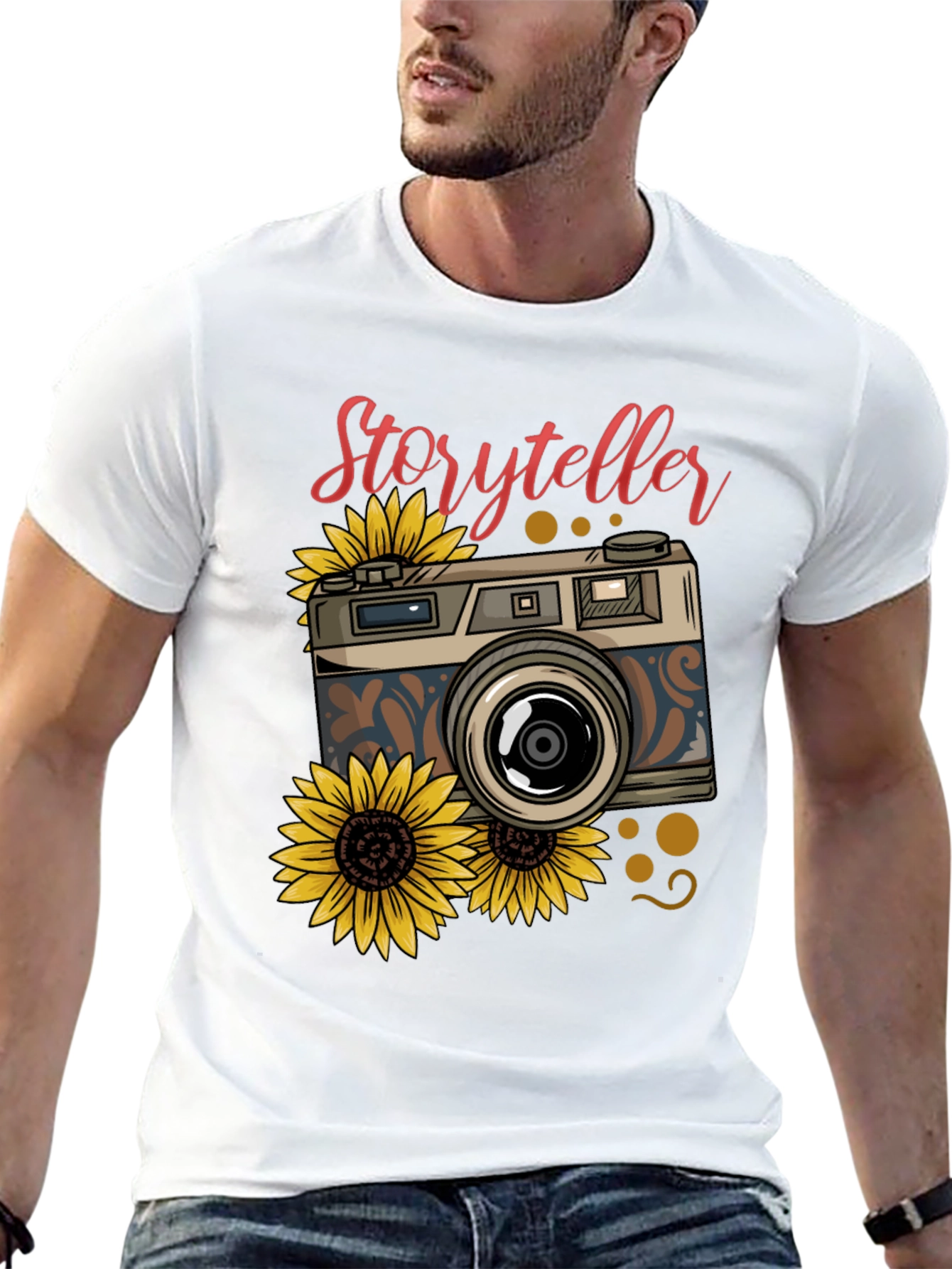 Storyteller Camera Sunflower Graphic T-Shirt