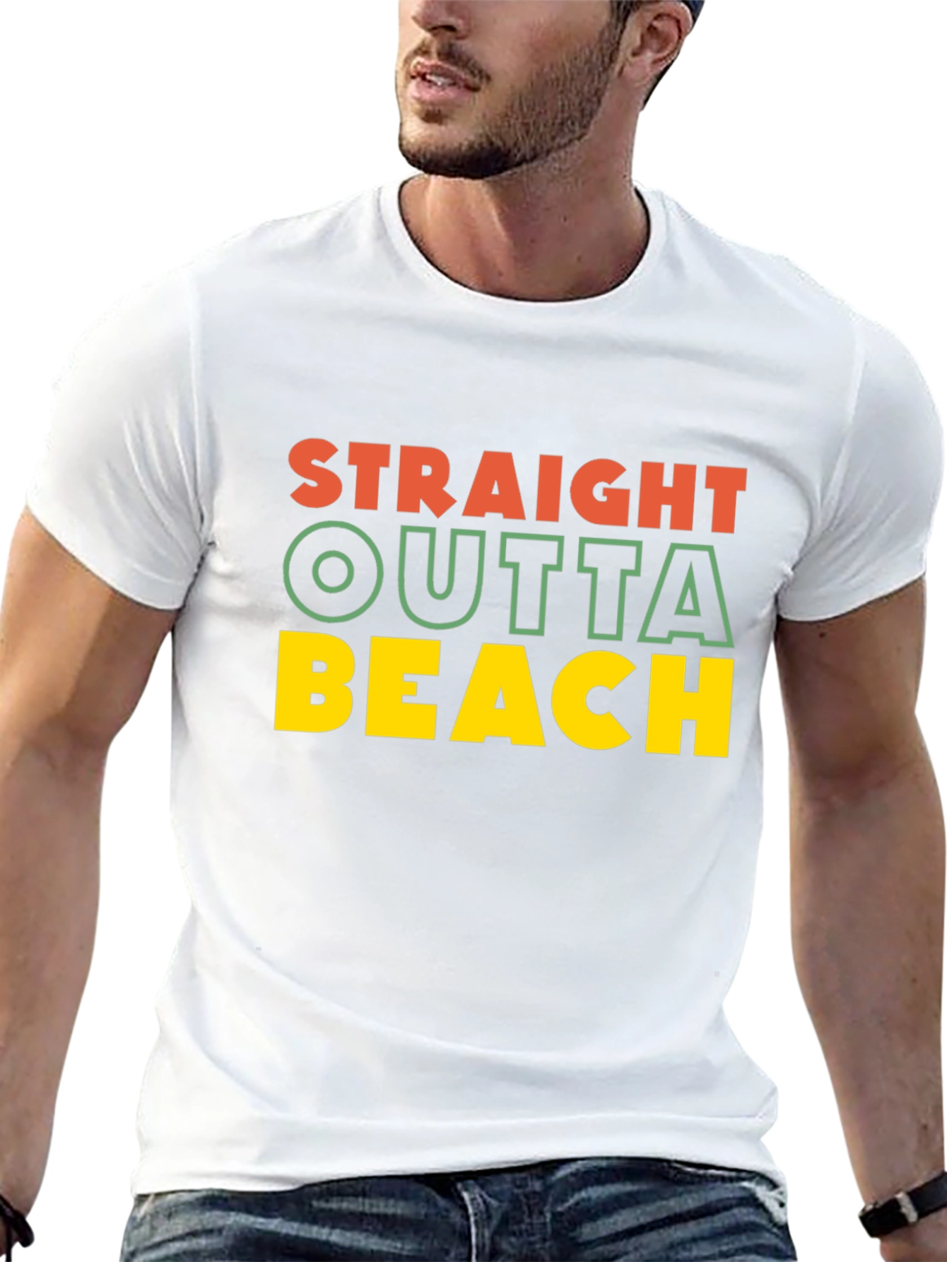 Straight Outta Beach T-Shirt - Black Crew Neck Tee