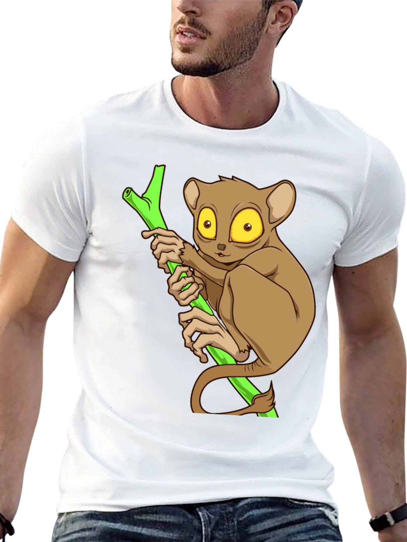 Cute Tarsier Graphic Tee - Black Cotton