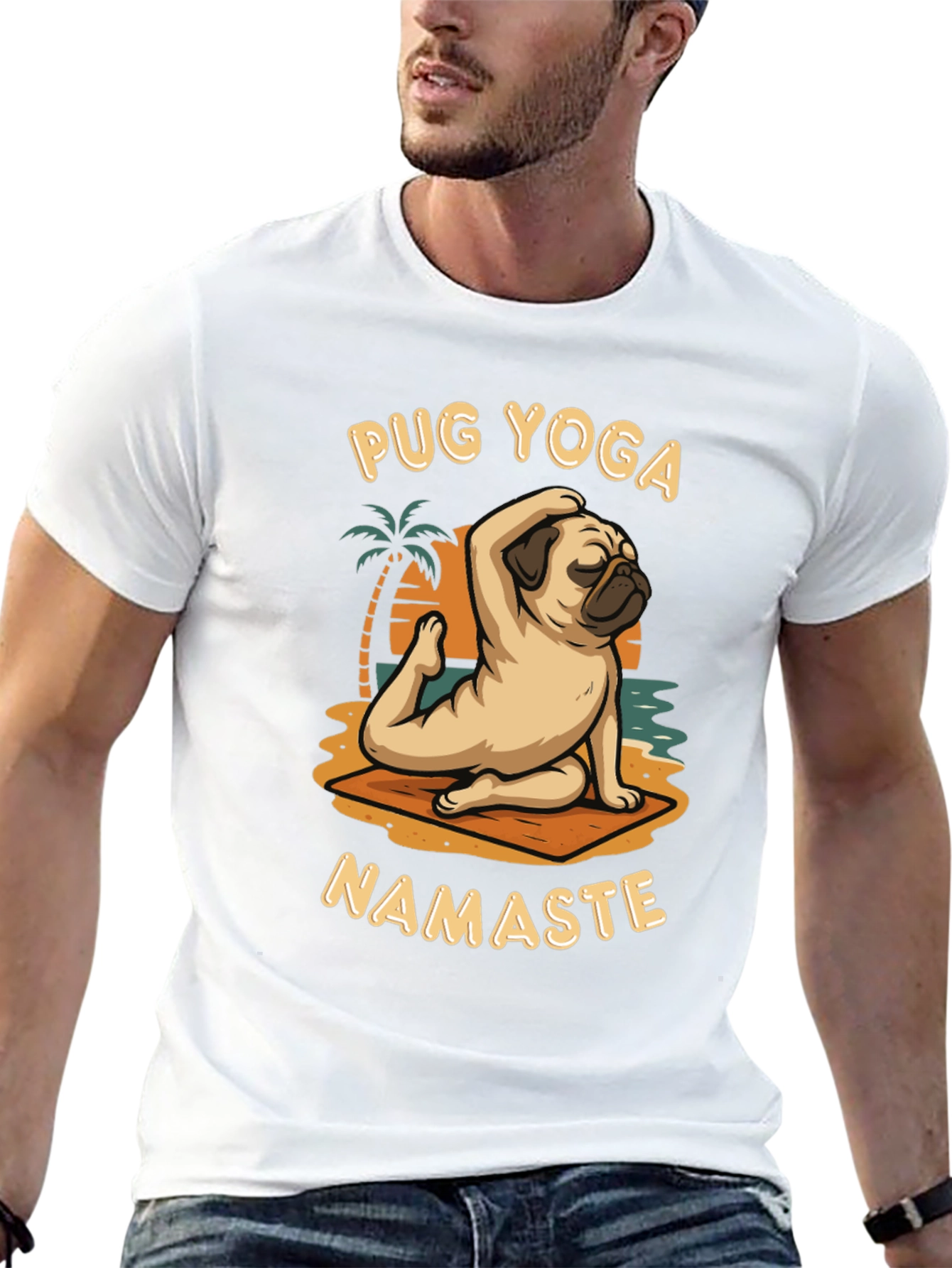 Pug Yoga T-Shirt Namaste Design
