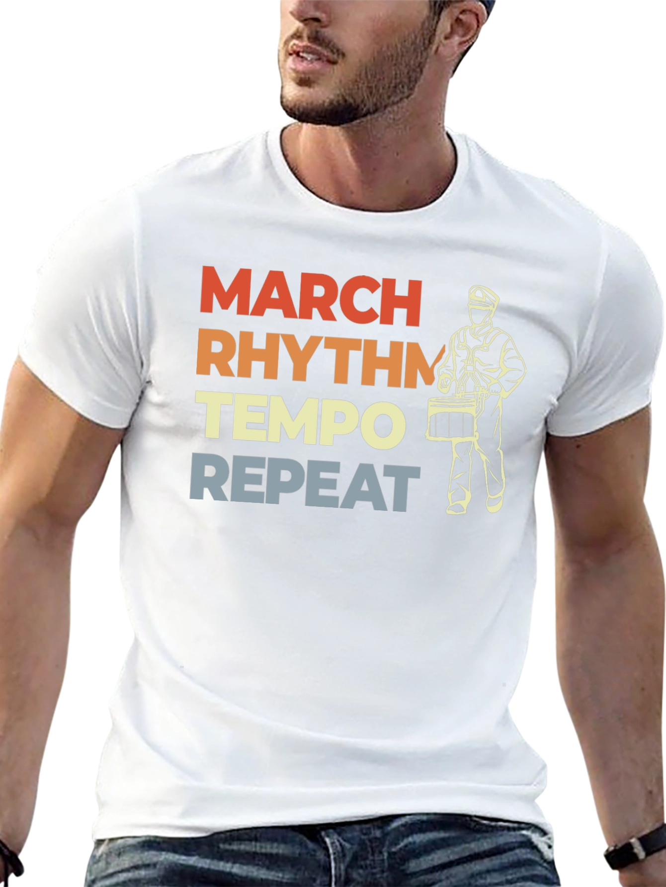 March Rhythm Tempo Repeat Drummer T-Shirt