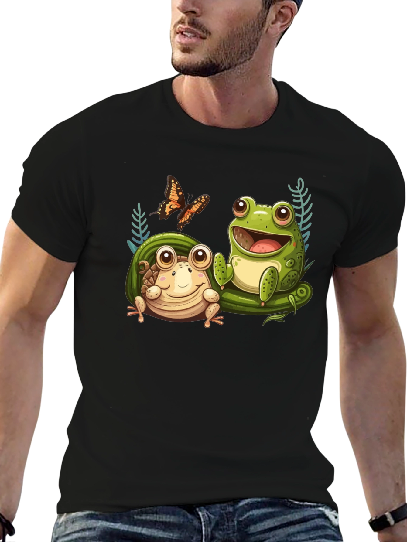 Frog & Butterfly Graphic T-Shirt