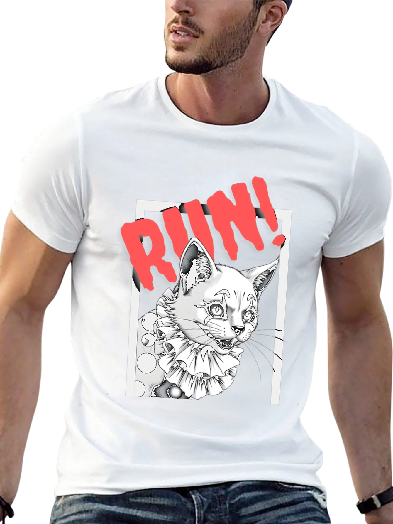 Run Clown Cat Black T-Shirt