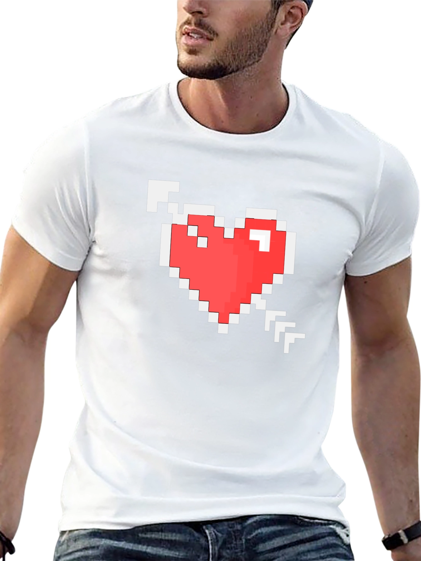 Pixel Heart Arrow Graphic T-Shirt - Black