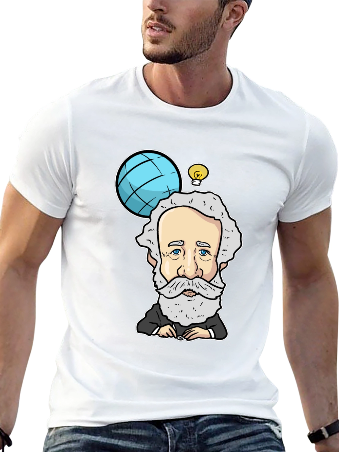 Cartoon Scientist Graphic Black T-Shirt