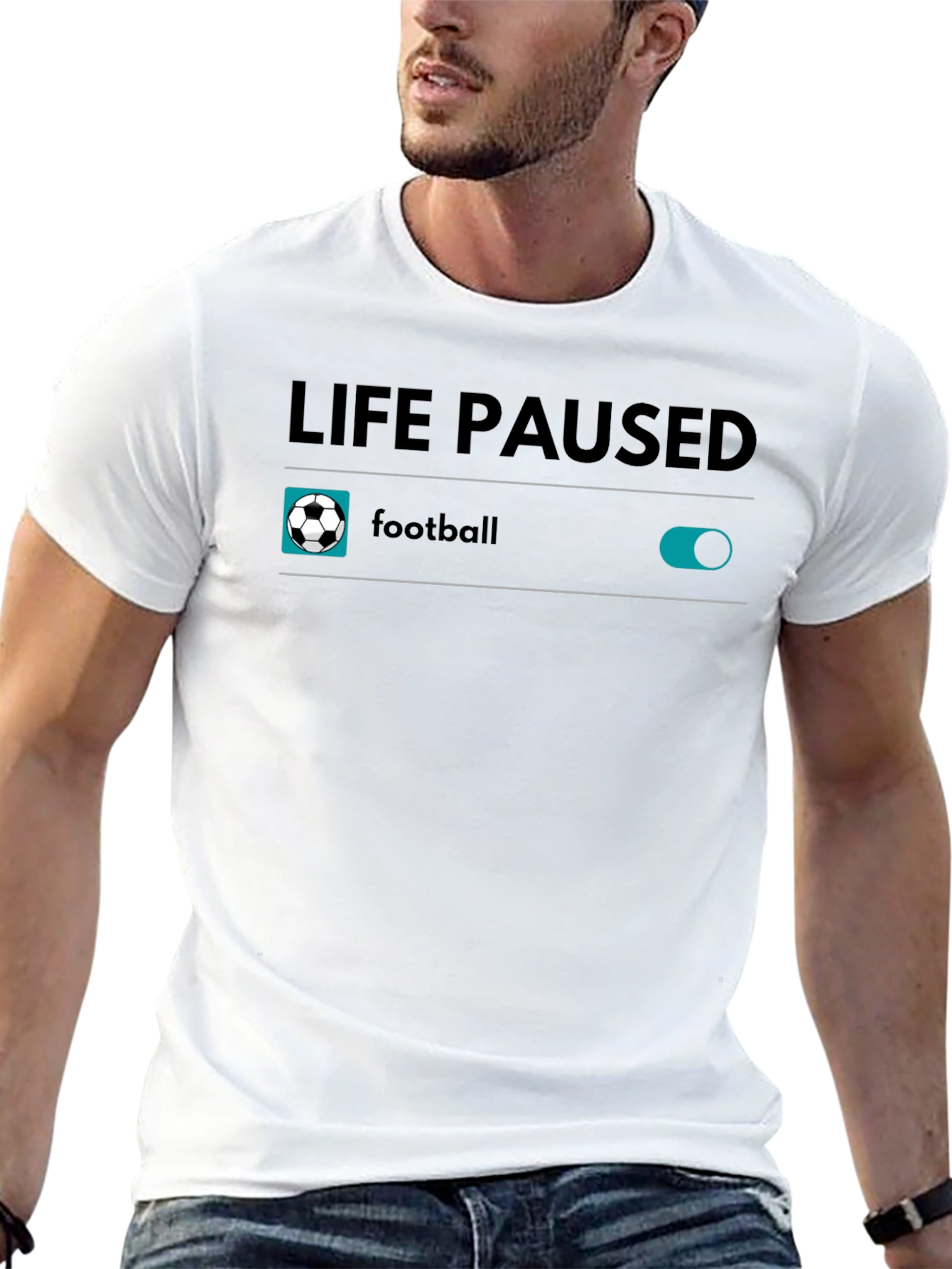 Life Paused Football T-Shirt - Black