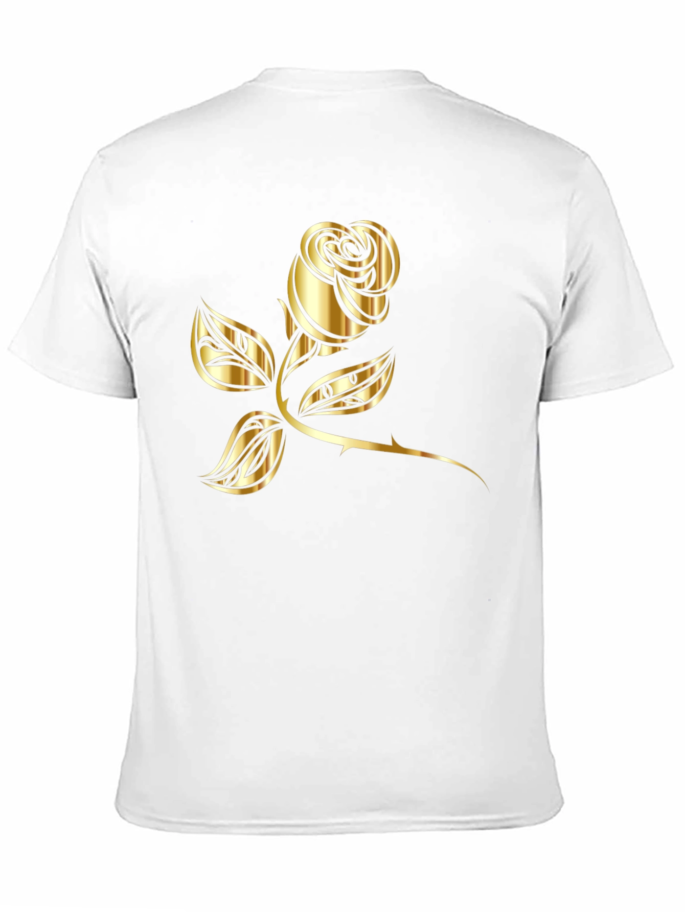 Black T-Shirt with Golden Rose Graphic