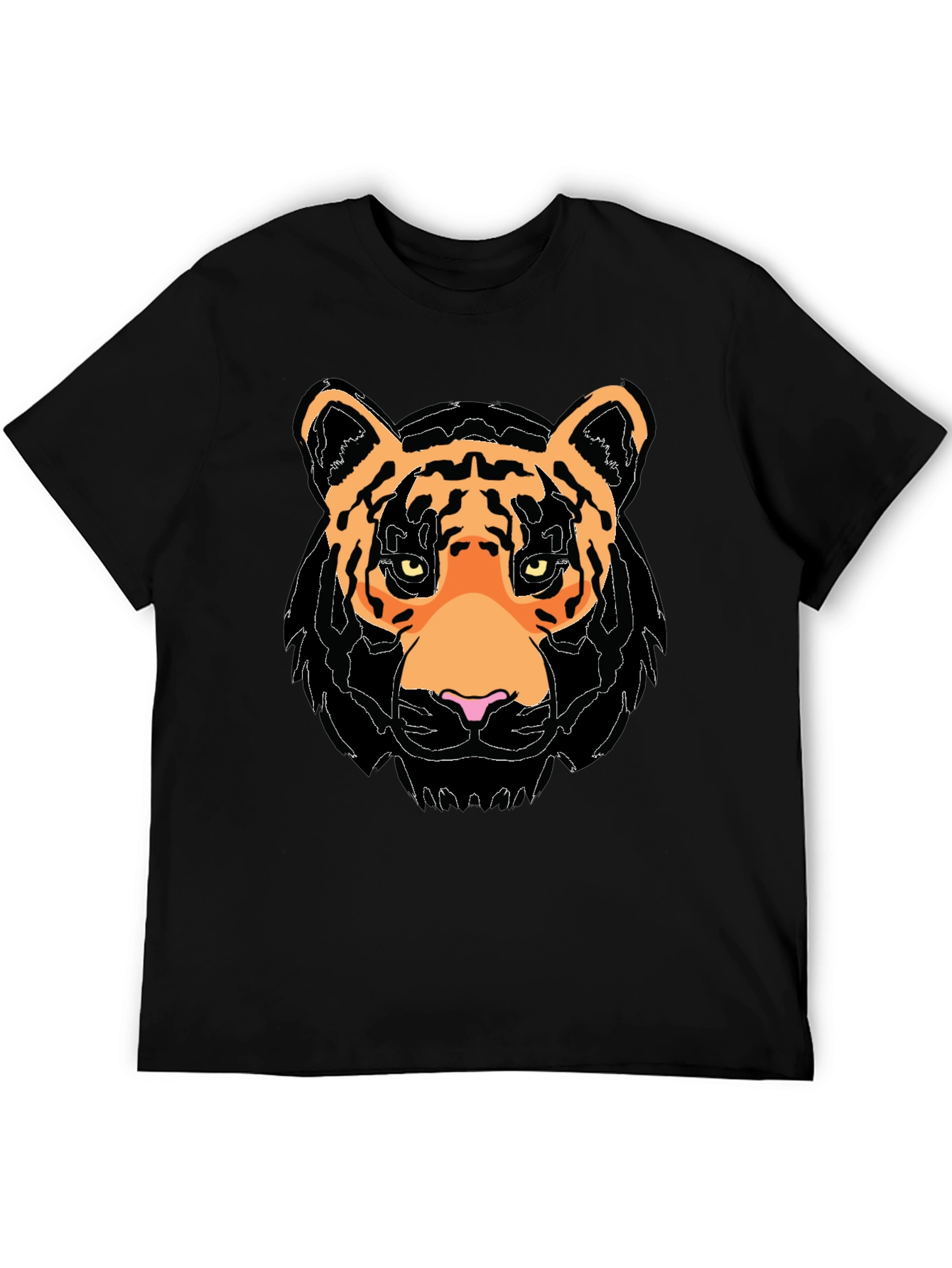 Bold Tiger Graphic Tee - Black Cotton T-Shirt